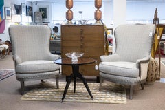 Pair of Arhaus Portsmouth Collection Gray Fabric & Leather Contemporary Chairs