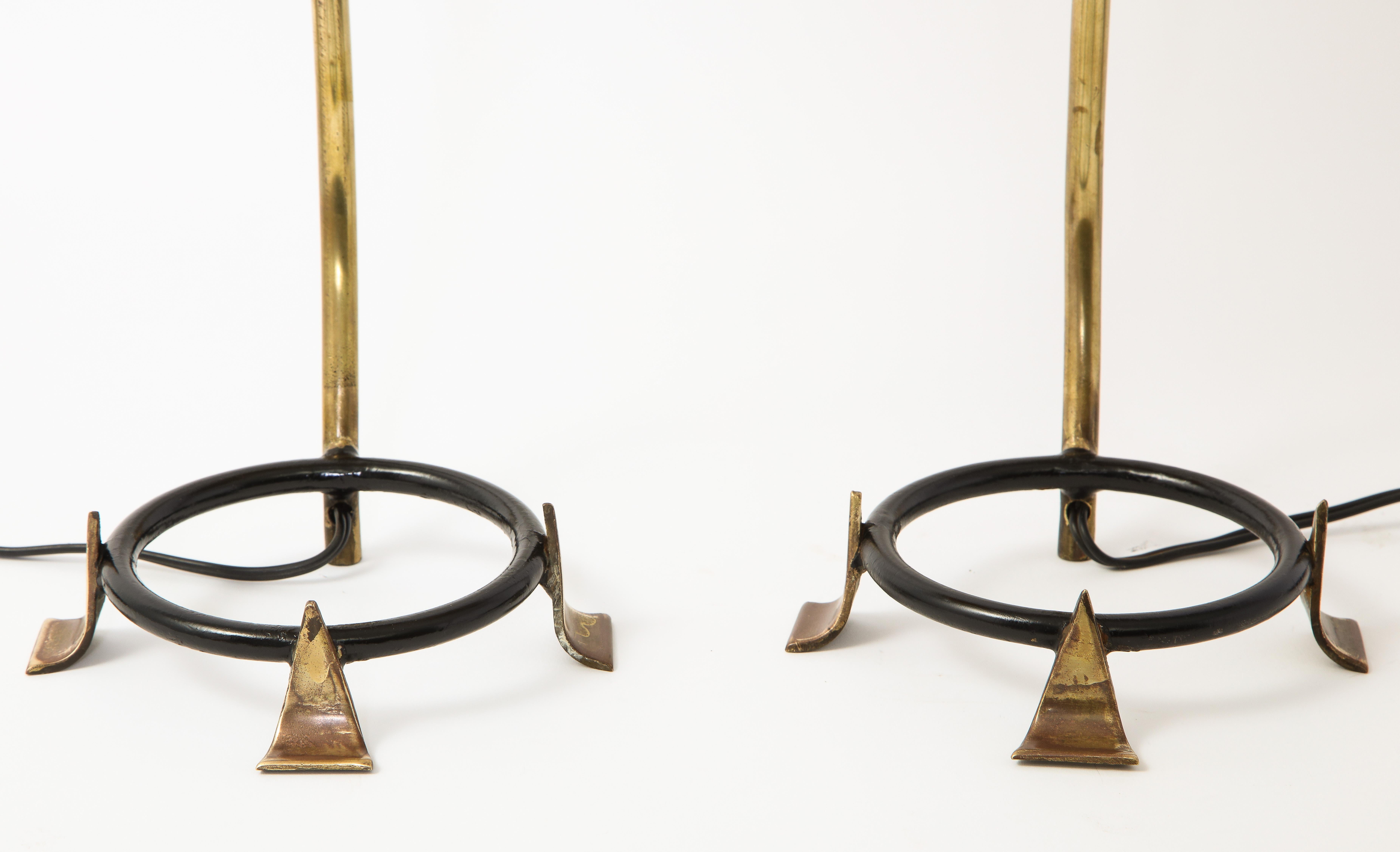 Mid-Century Modern Pair of Arlus brass Table Lamps