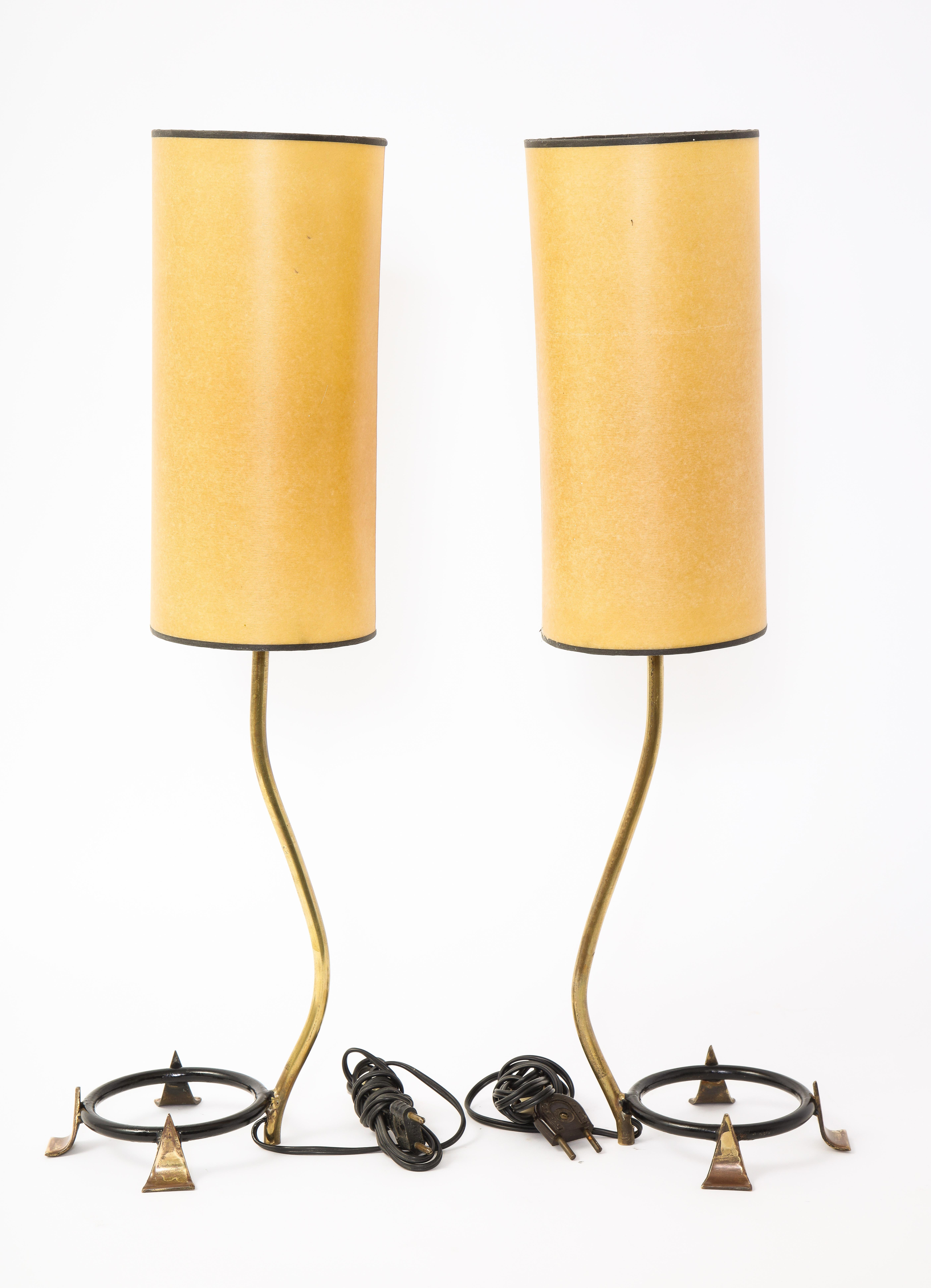 Pair of Arlus brass Table Lamps In Good Condition In New York, NY