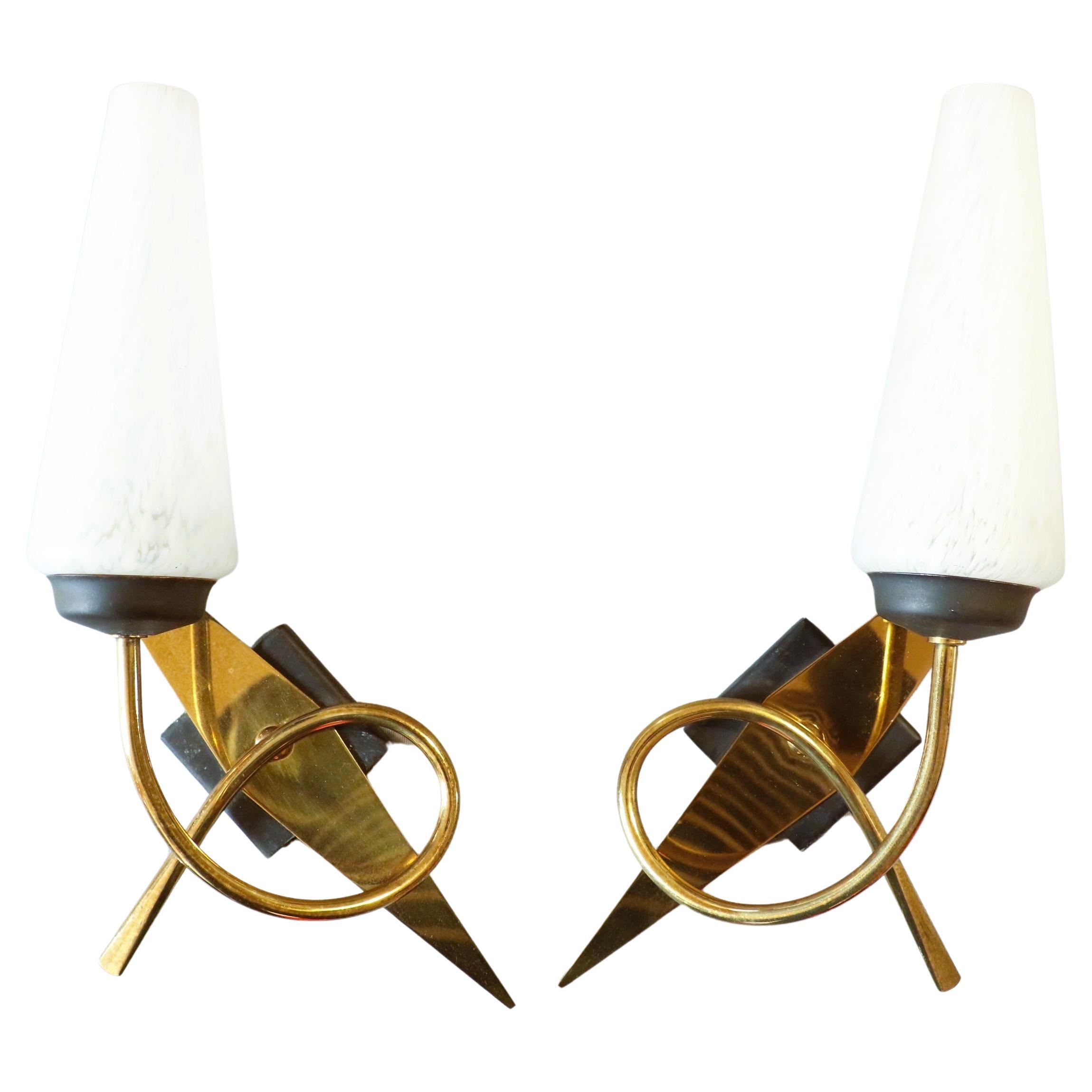 Pair of Arlus Mid-Century Wall Sconces, 1950s