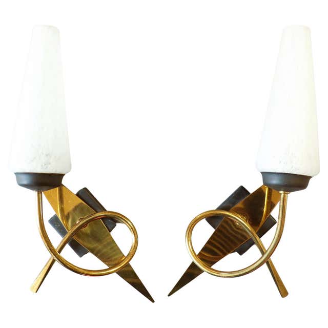 Mid-Century Modern Stained Glass Wall Sconce by Jean-Simon Labret, 20th ...