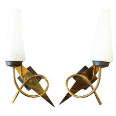 Vintage Pair of Arlus Mid-Century Wall Sconces, 1950s