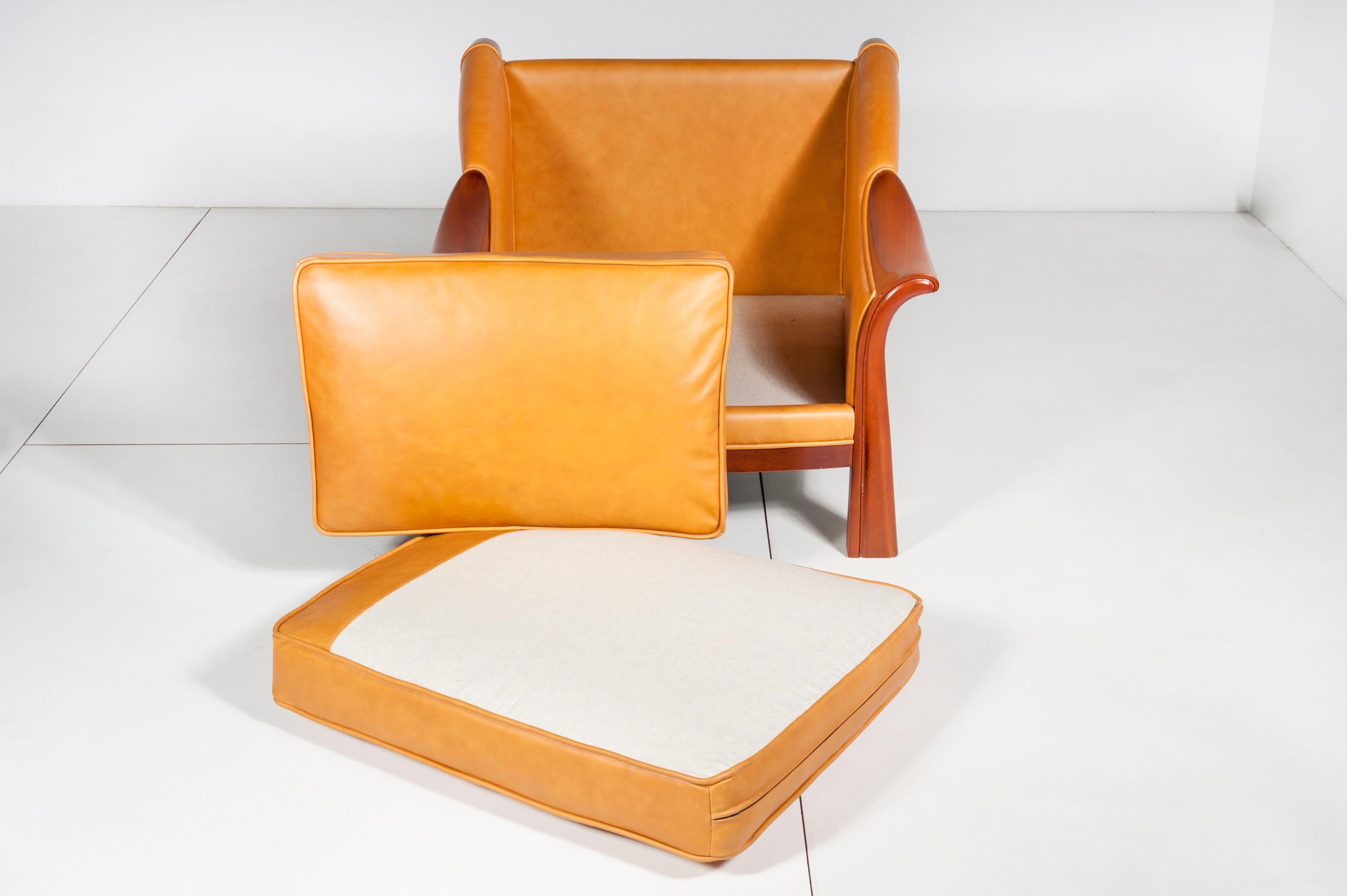 Walnut Pair of Armchair by Pierre Chareau For Sale