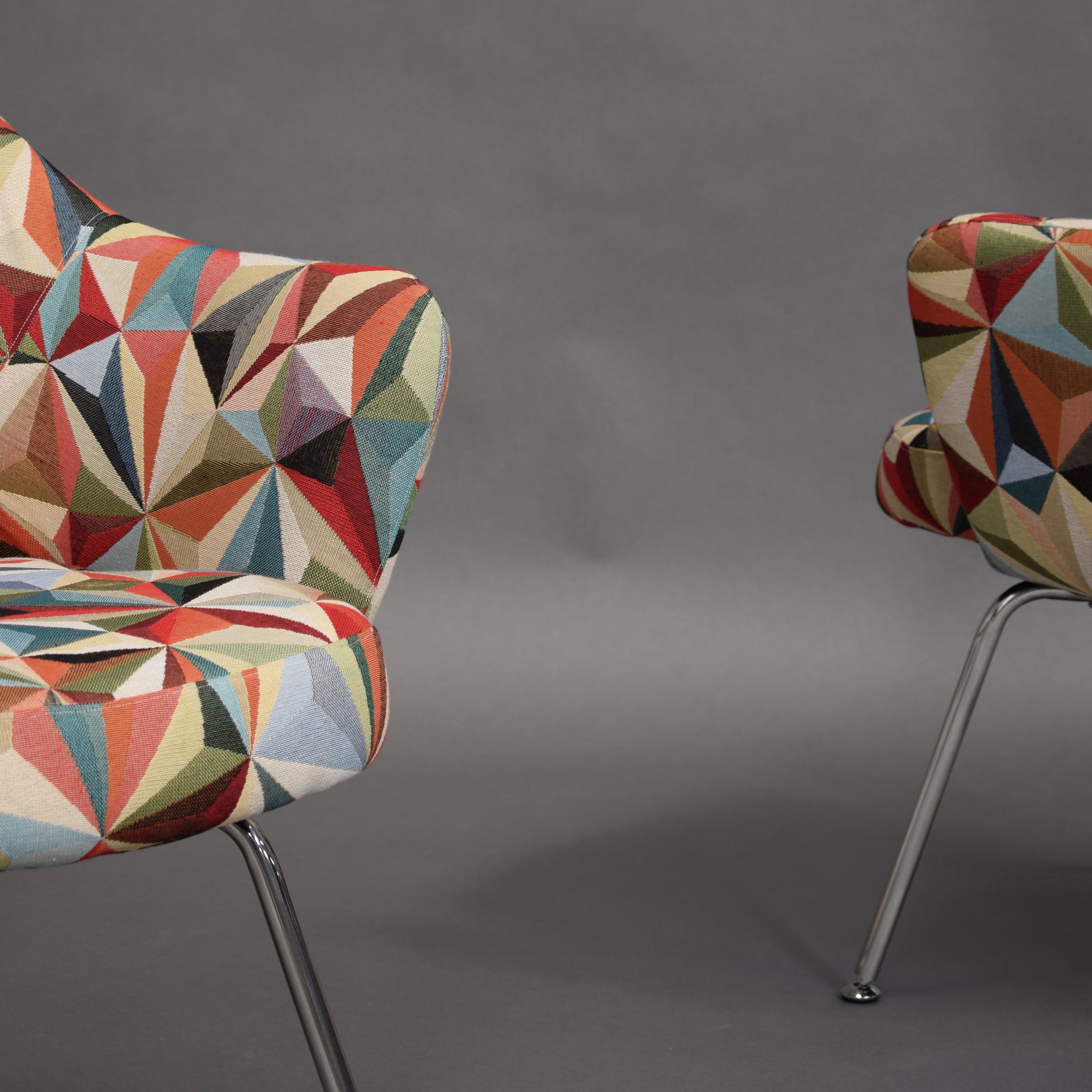 Fabric Pair of Armchairs by Eero Saarinen for Knoll with New Upholstery, USA circa 1960