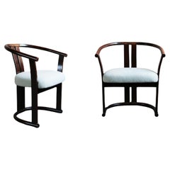 Retro Pair of Arm Chairs by Isamu Kenmochi for Akita Mokko
