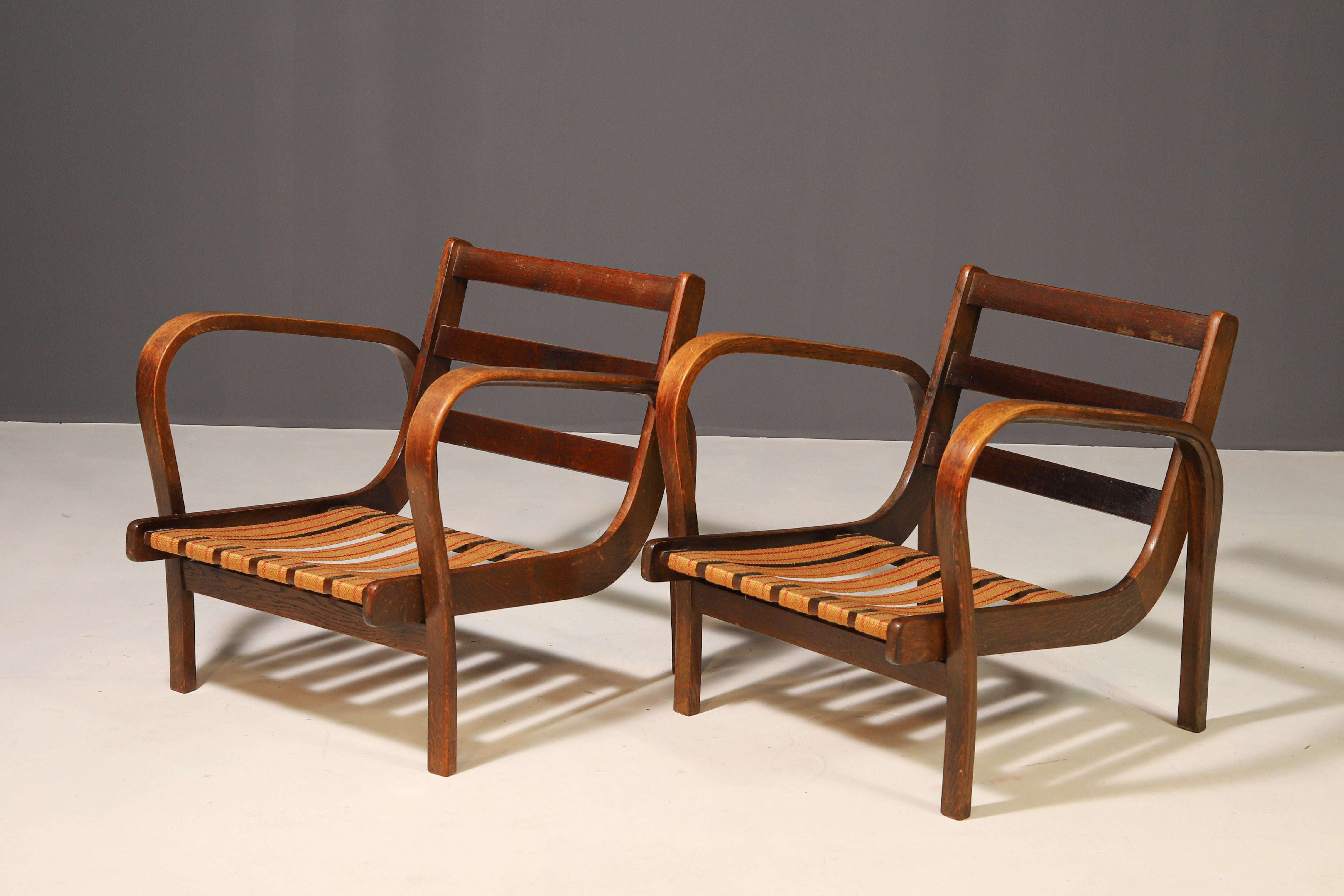Art Deco Pair of arm chairs by Karel Kozelka & Antonín Kropáček for Interier Praha, 1940s For Sale