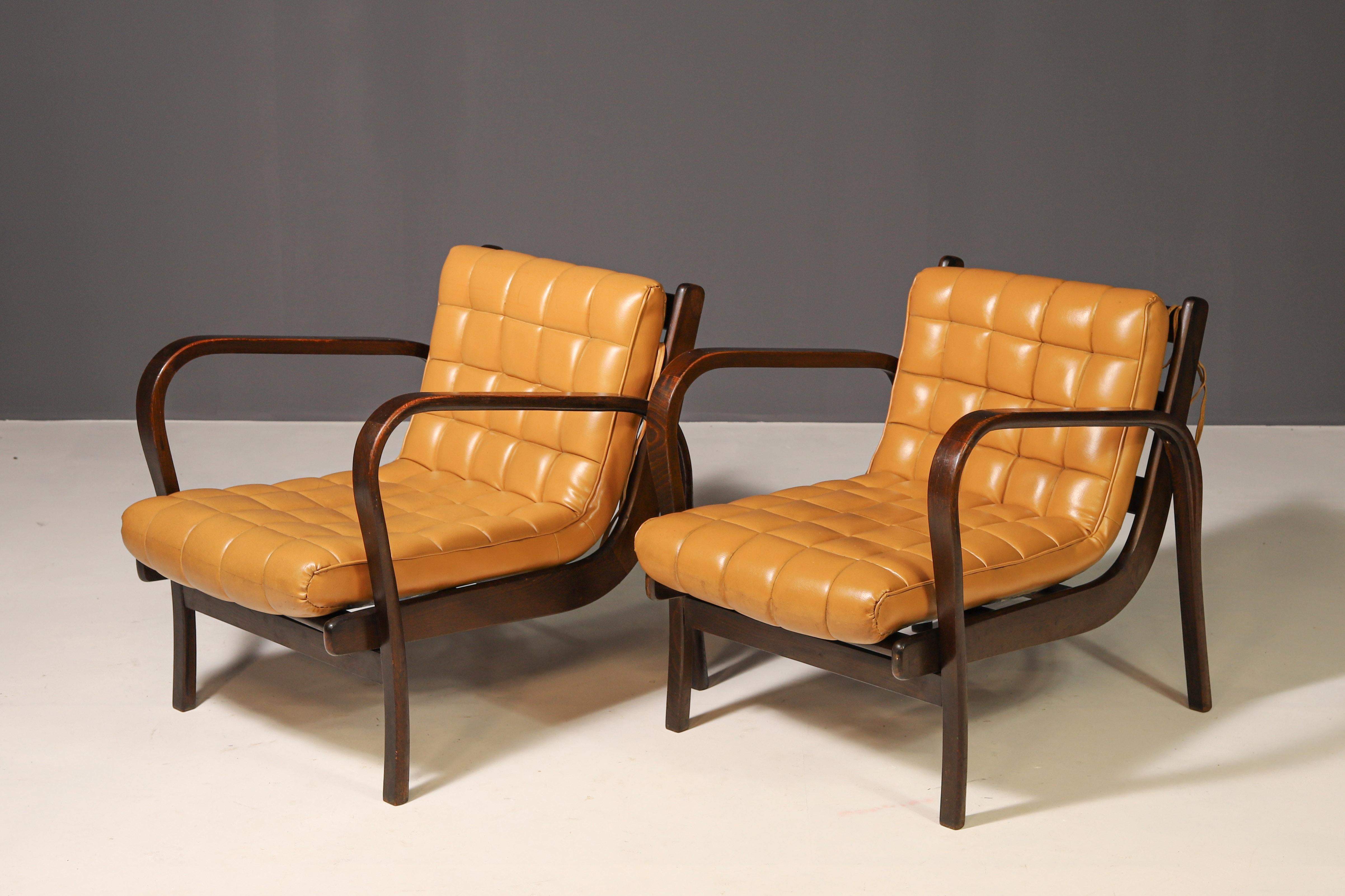 Art Déco Coppia di poltrone di Karel Kozelka & Antonín Kropáček per Interi Praha, anni '40 in vendita