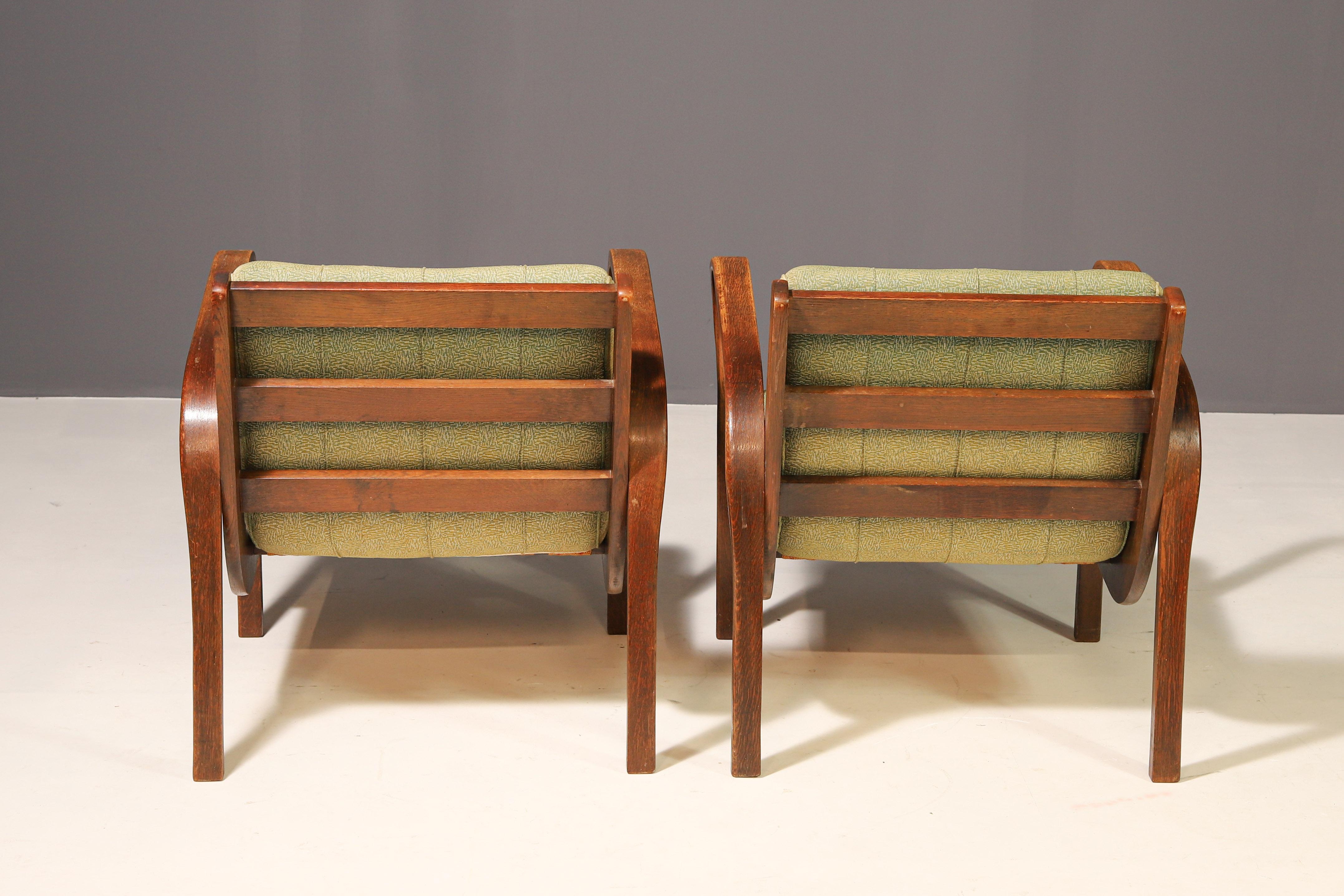 Upholstery Pair of arm chairs by Karel Kozelka & Antonín Kropáček for Interier Praha, 1940s For Sale