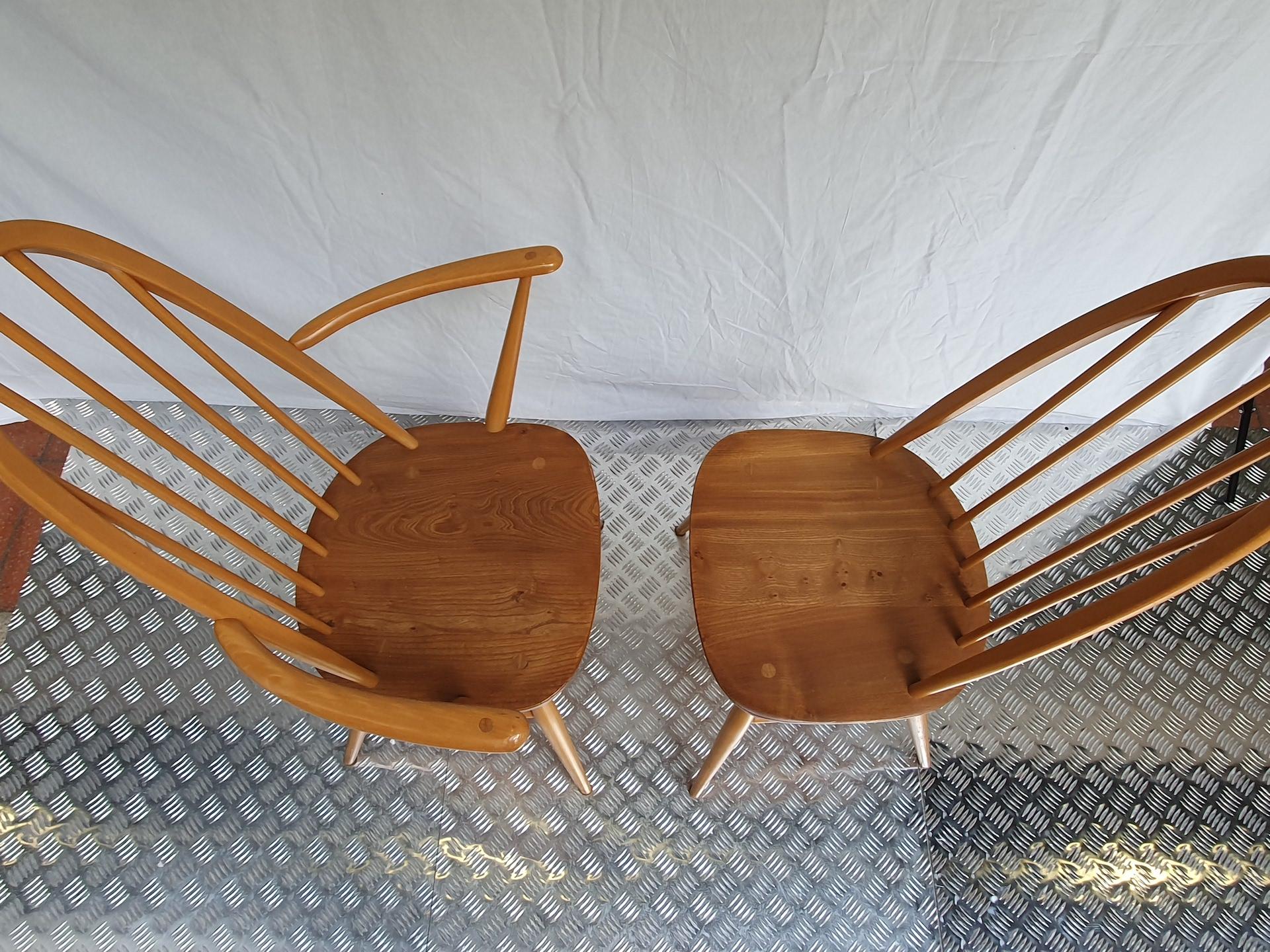 Elm Pair of Armchair and Windsor Chair by Lucian Randolph Ercolani For Sale