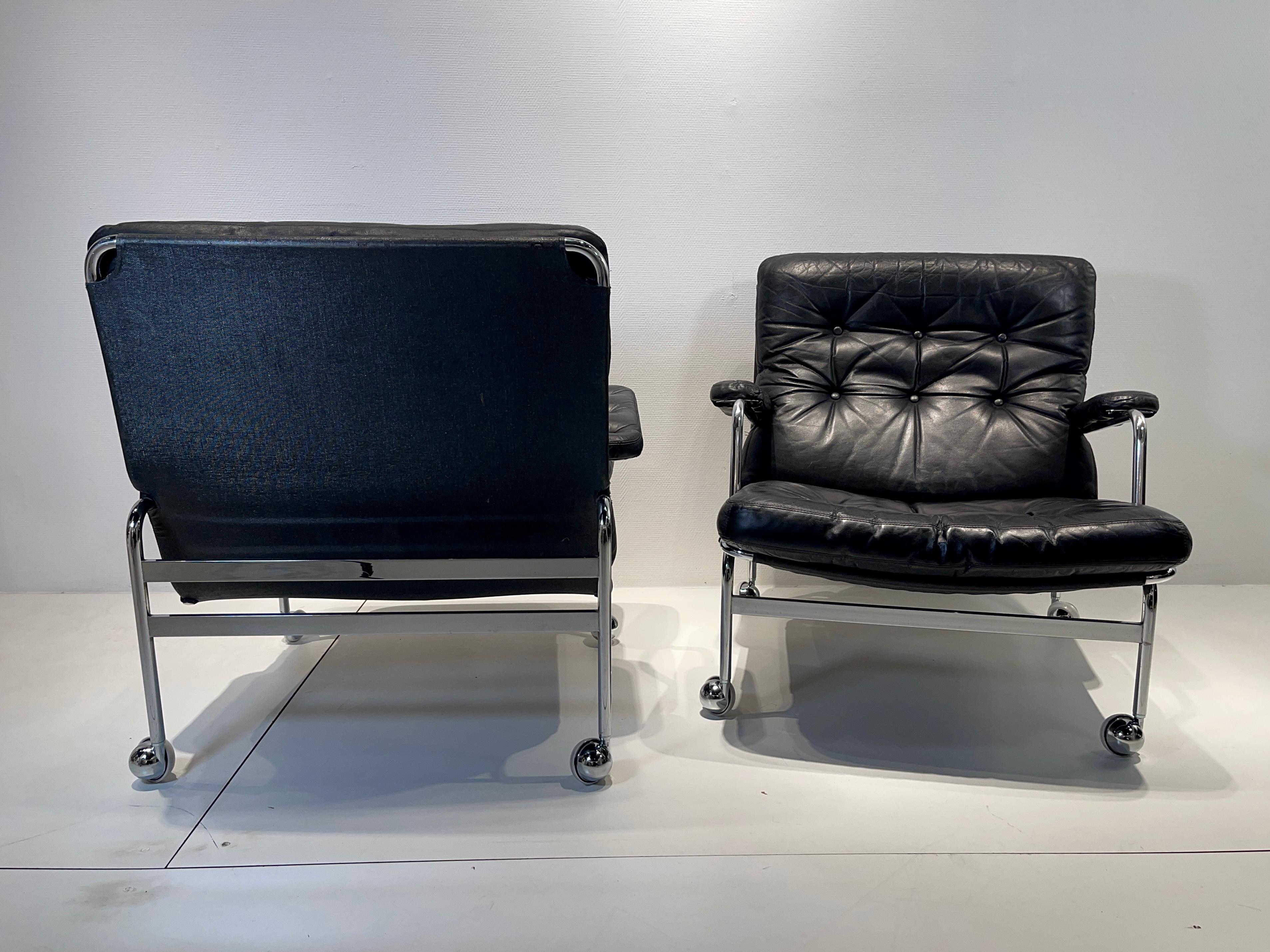 Pair of armchair by Bruno Mathsson for Dux Model Karin, Circa 1970 in very good conditions.