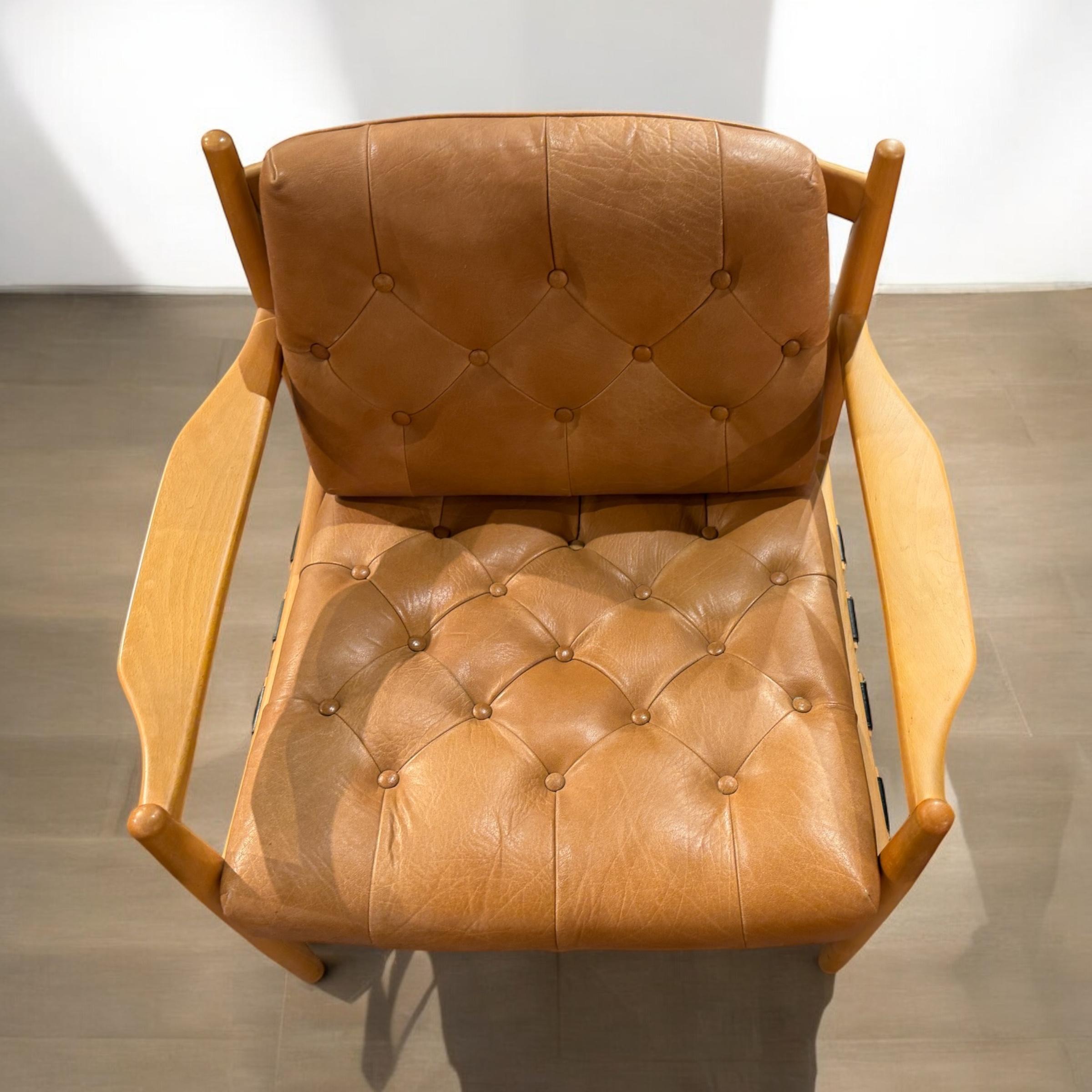 Coppia di poltrone di Ingemar Thillmark, faggio, pelle, Per OPE. In condizioni ottime in vendita a Brussels, BE