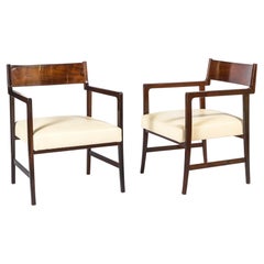 Vintage Pair of Armchairs by Joaquim Tenreiro, Wood and Leather, 1950