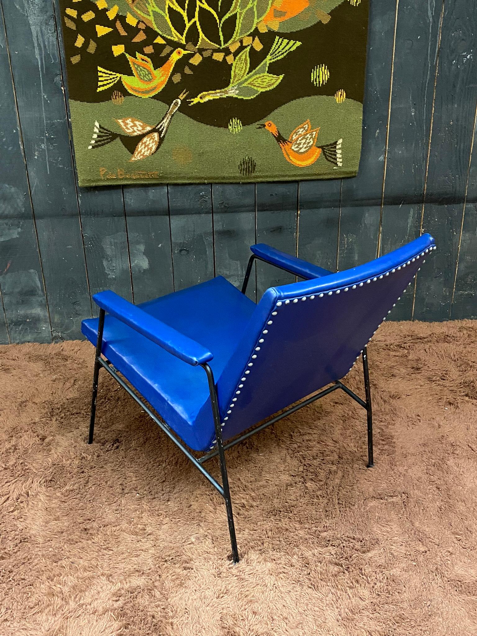 Pair of Armchair circa 1950, French Reconstruction For Sale 8