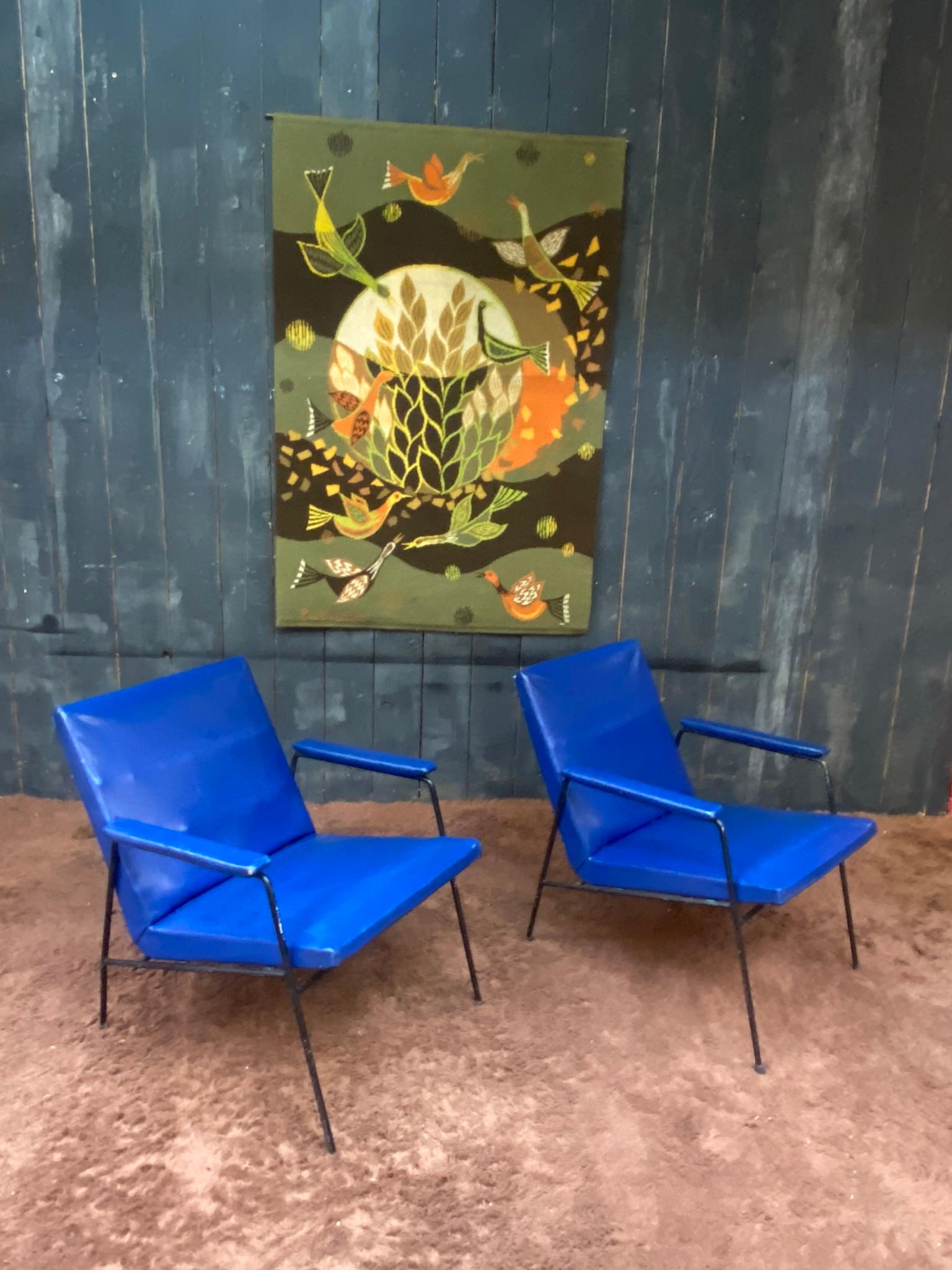 Pair of Armchair circa 1950, French Reconstruction For Sale 1