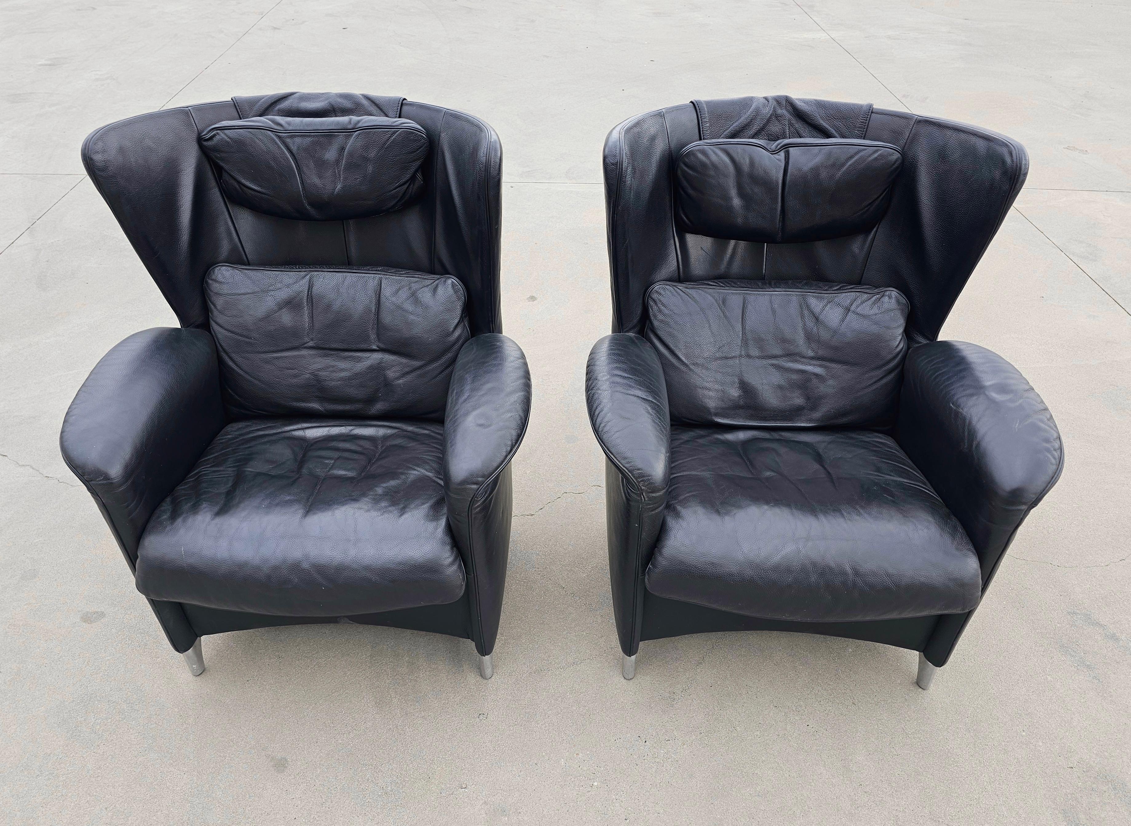Post-Modern Pair of Armchair designed by Franz-Josef Schulte for De Sede, model DS-23 For Sale