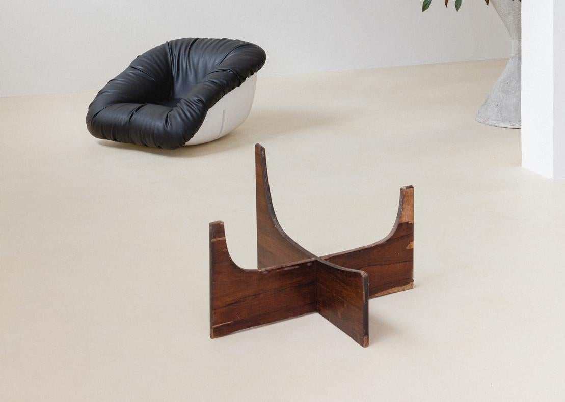 Leather Pair of Armchair MP-61 in Rosewood by Brazilian Designer Percival Lafer, 1973
