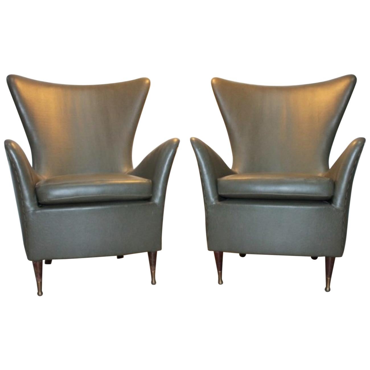 Pair of Armchairs 1950s Design Gio Ponti For Sale