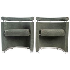 Pair of Armchairs, 1980, Italy, Metal and Swedine