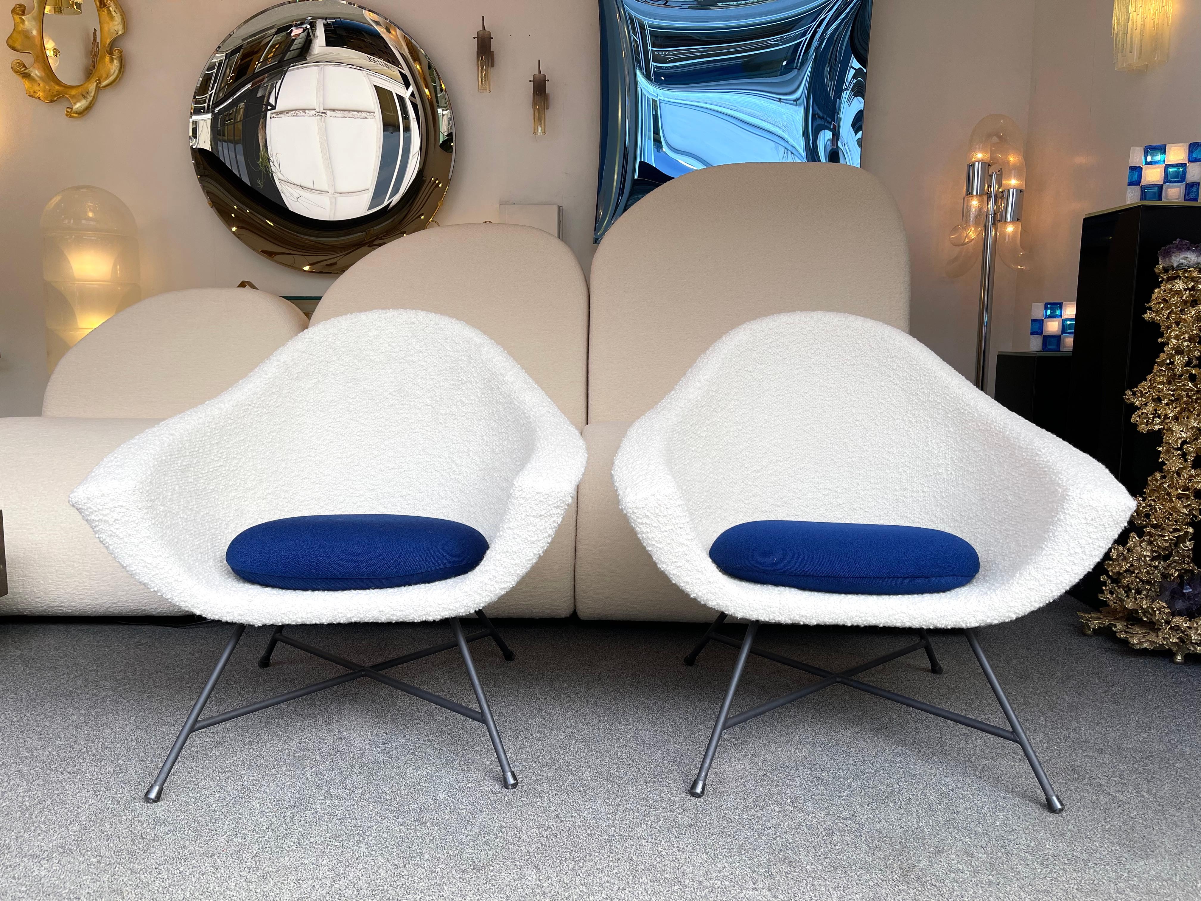 French Pair of Armchairs 58 by Dangles & Defrance for Burov. France, 1950s For Sale