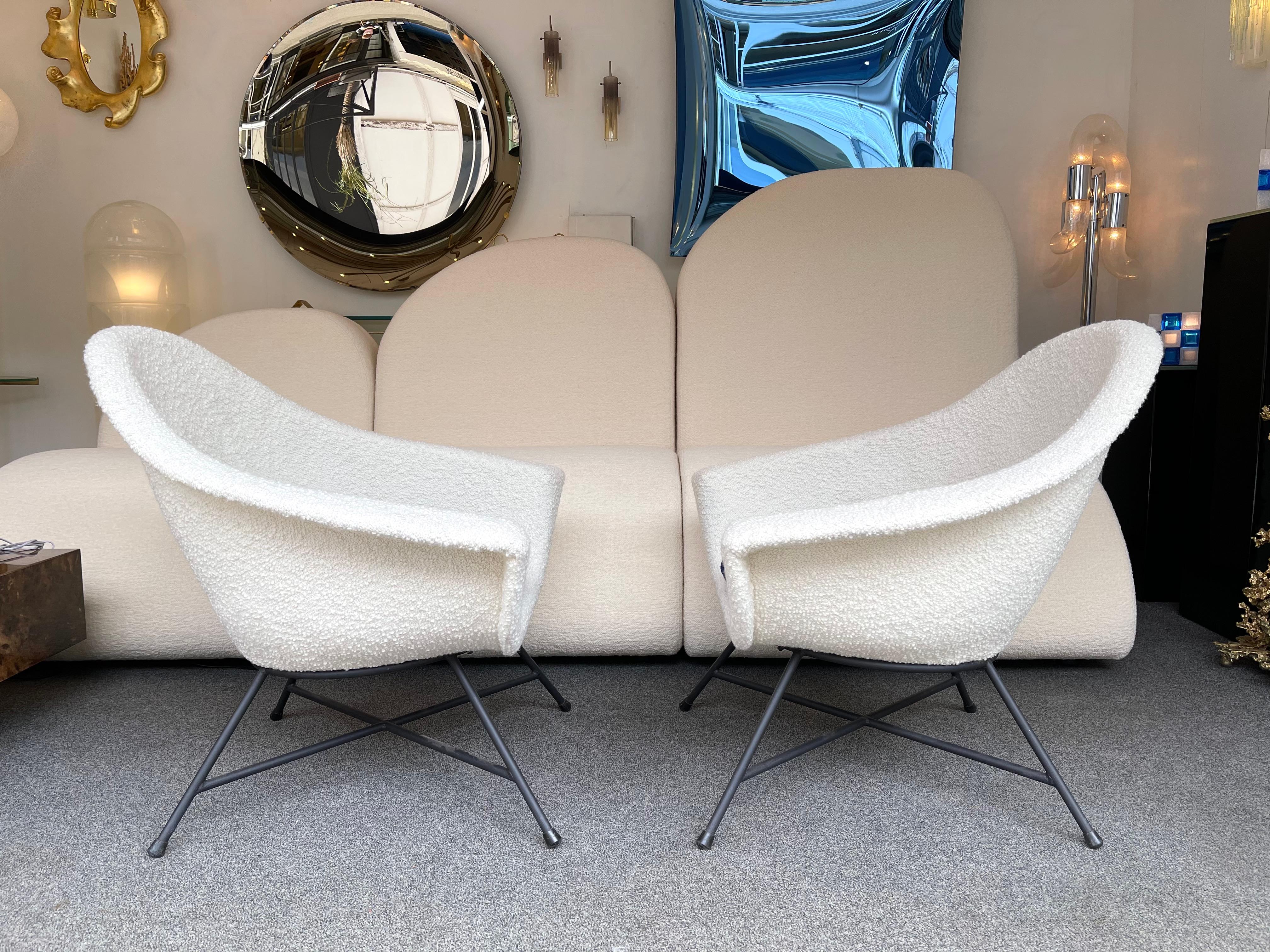 Pair of Armchairs 58 by Dangles & Defrance for Burov. France, 1950s In Good Condition For Sale In SAINT-OUEN, FR