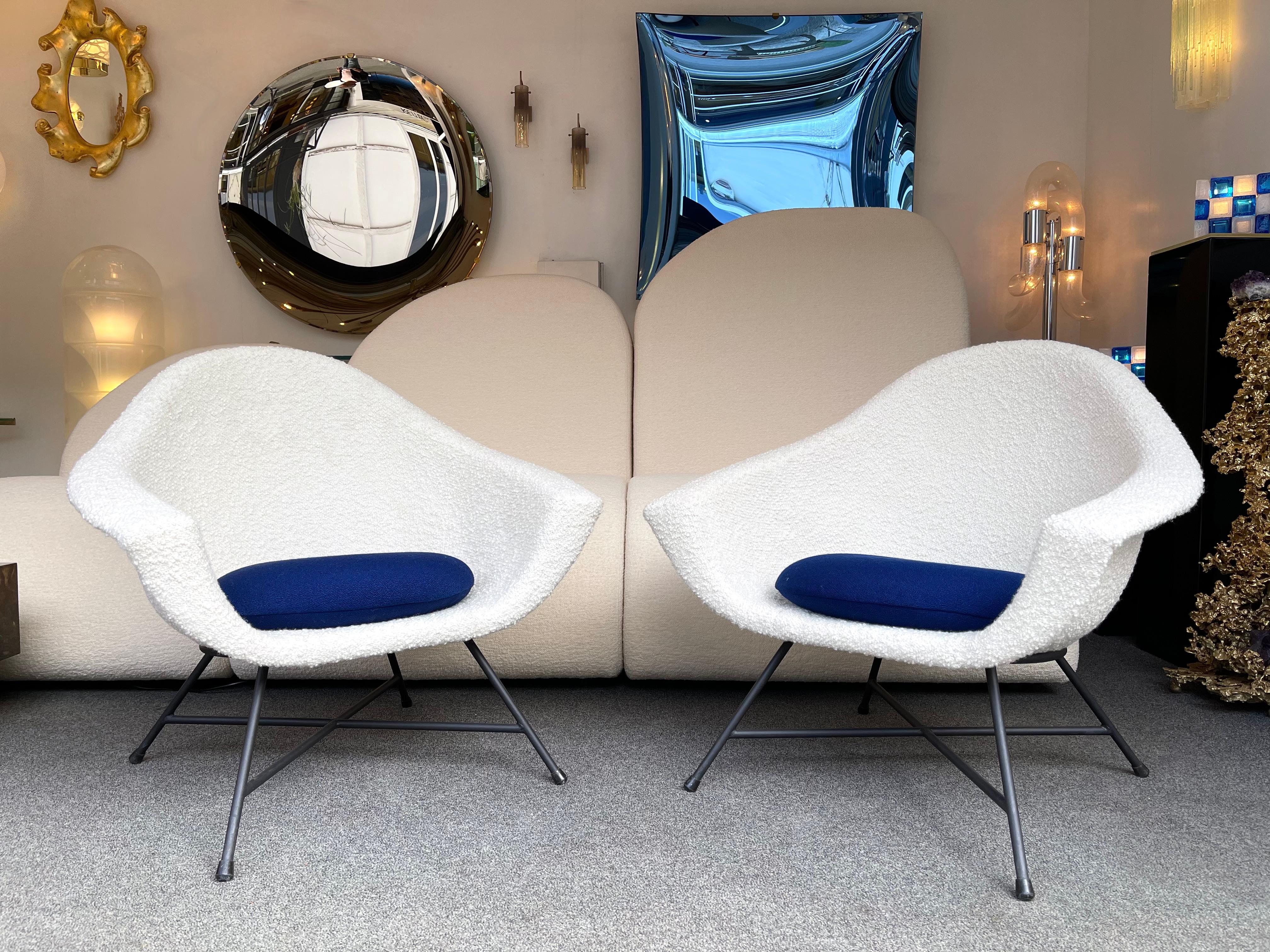 Pair of Armchairs 58 by Dangles & Defrance for Burov. France, 1950s For Sale 1