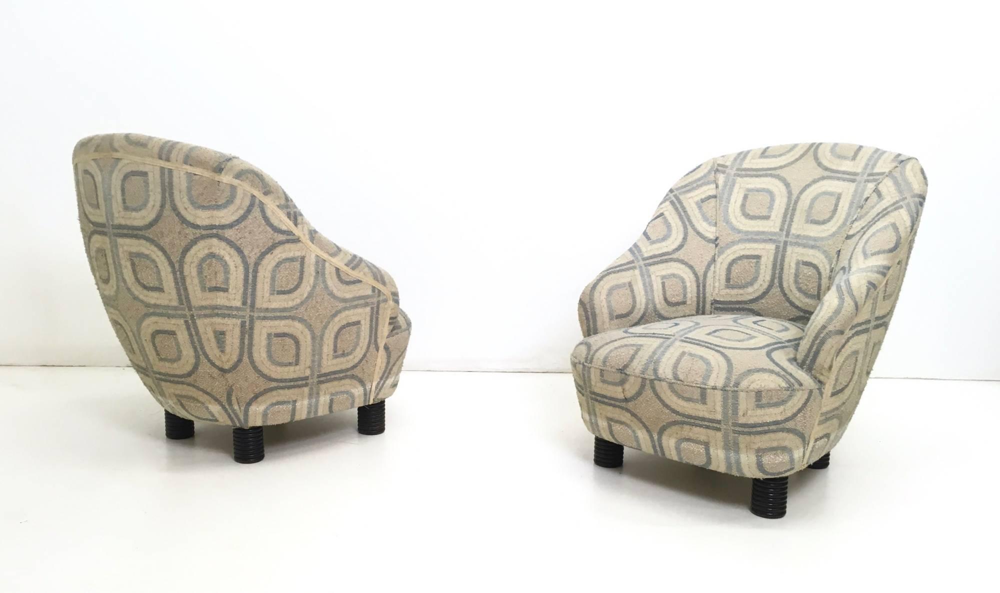 Art Deco Pair of Armchairs and an Ottoman by Gio Ponti, Italy, 1930s