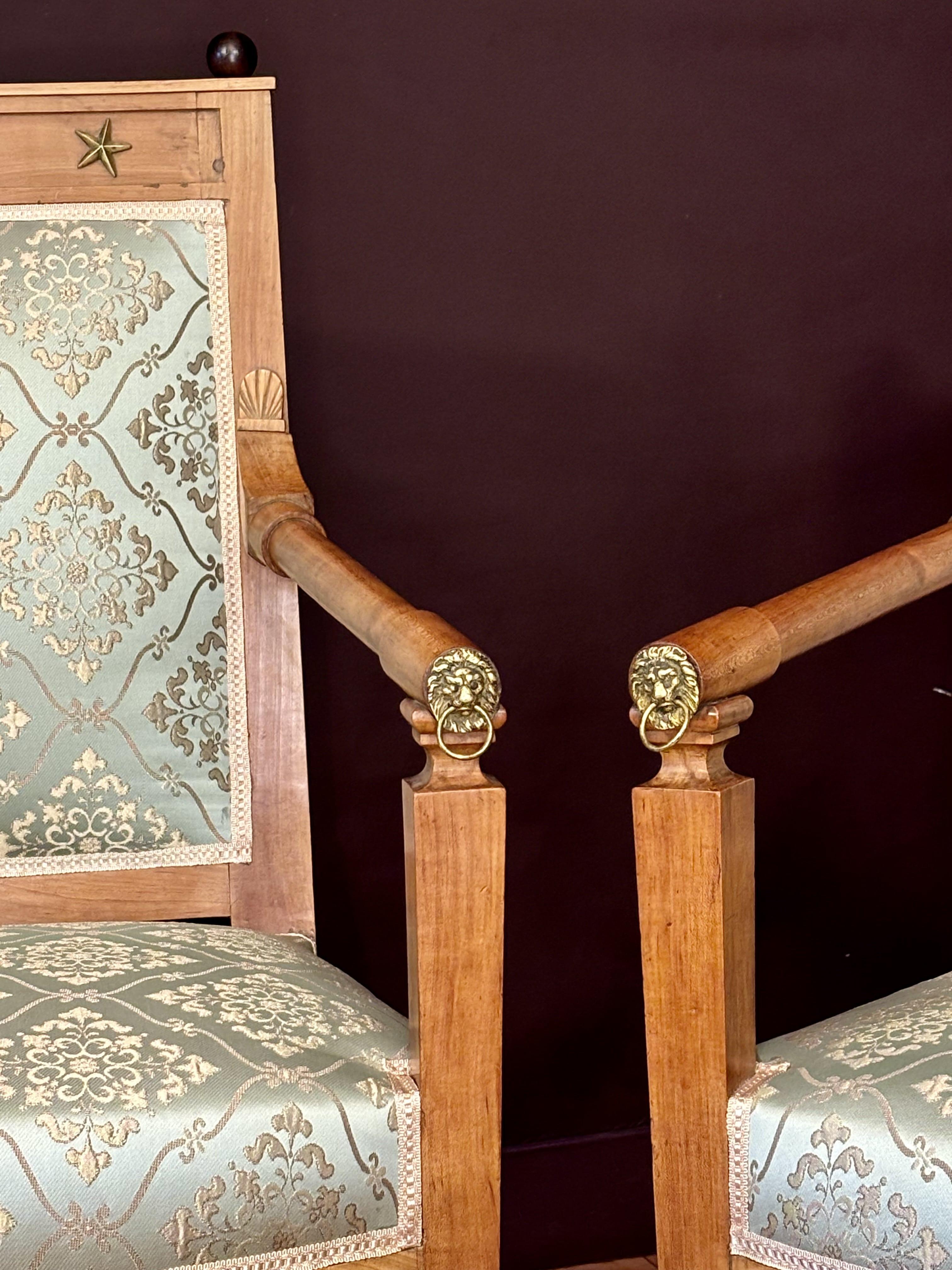 Restauration Pair Of Armchairs And Curule Stool, Restoration Period, France, 19th Century
