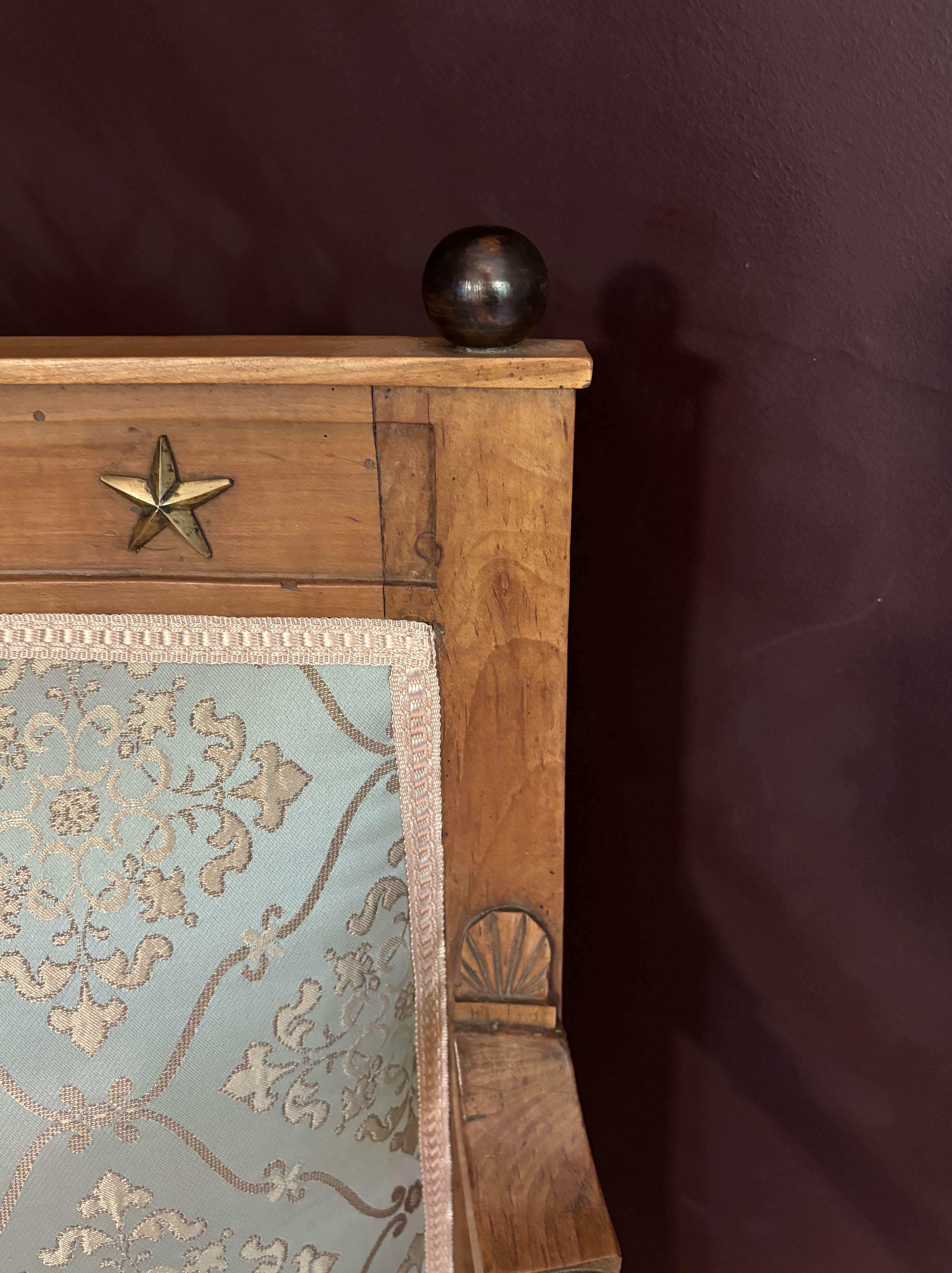 Early 19th Century Pair Of Armchairs And Curule Stool, Restoration Period, France, 19th Century