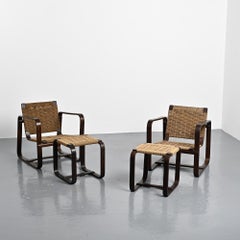 Pareja de sillones y otomanas de Giuseppe Pagano, Italia, años 40