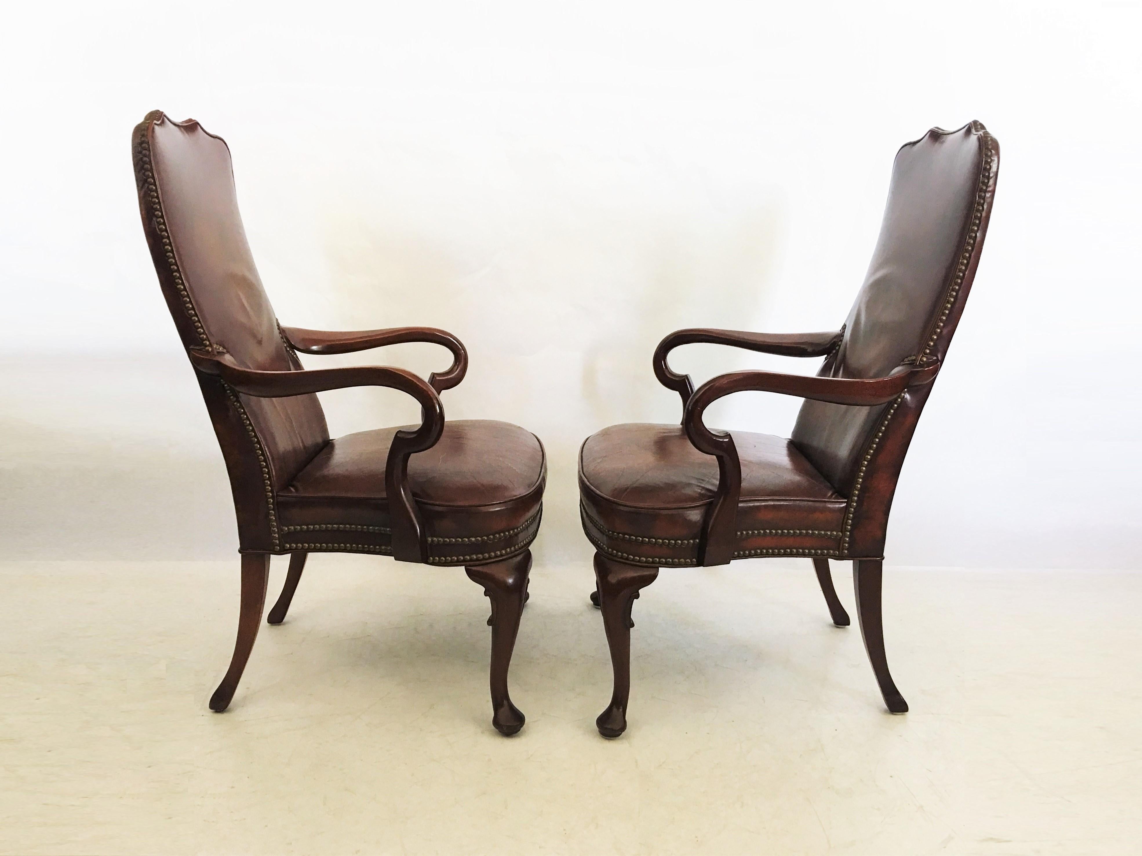 Brass Pair of Armchairs and Table by Hickory Chair Co.
