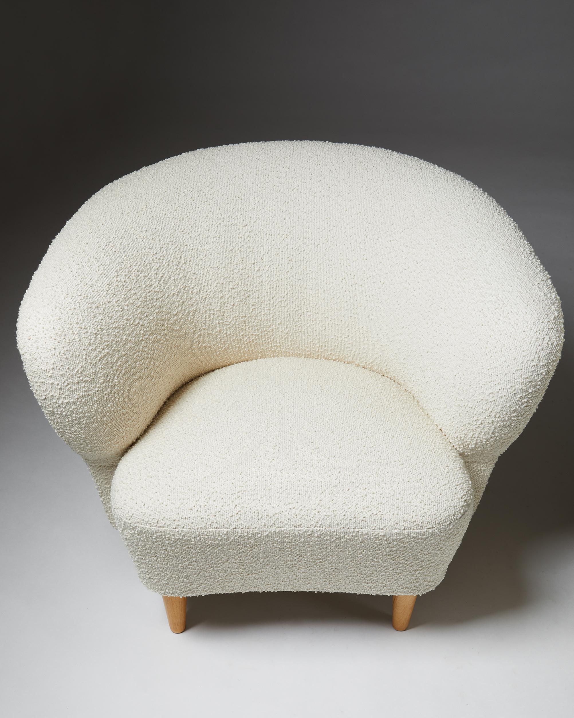 Wool Pair of Armchairs, Anonymous, Finland, 1940s