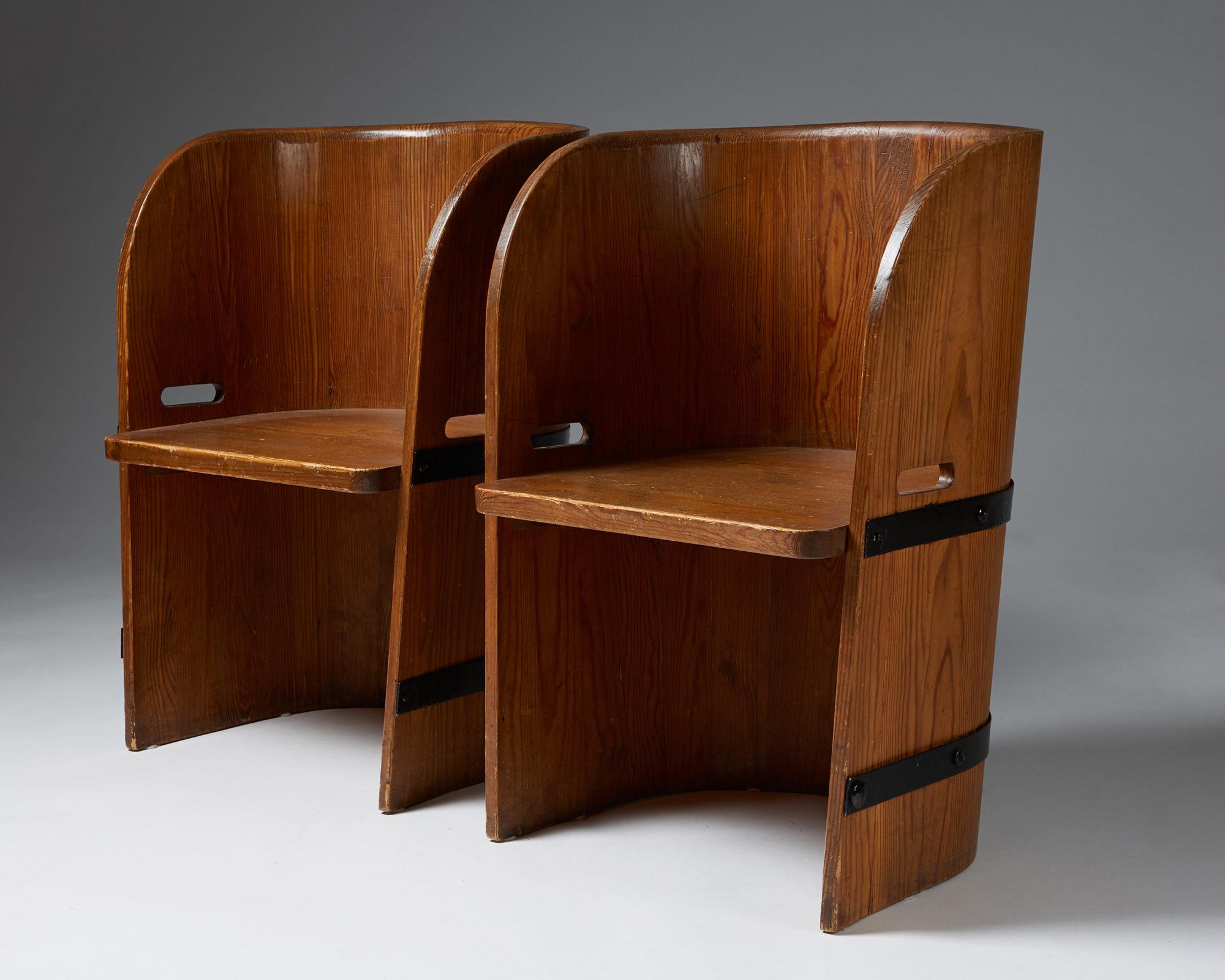 Scandinavian Modern Pair of Armchairs Anonymous, Sweden, 1940s