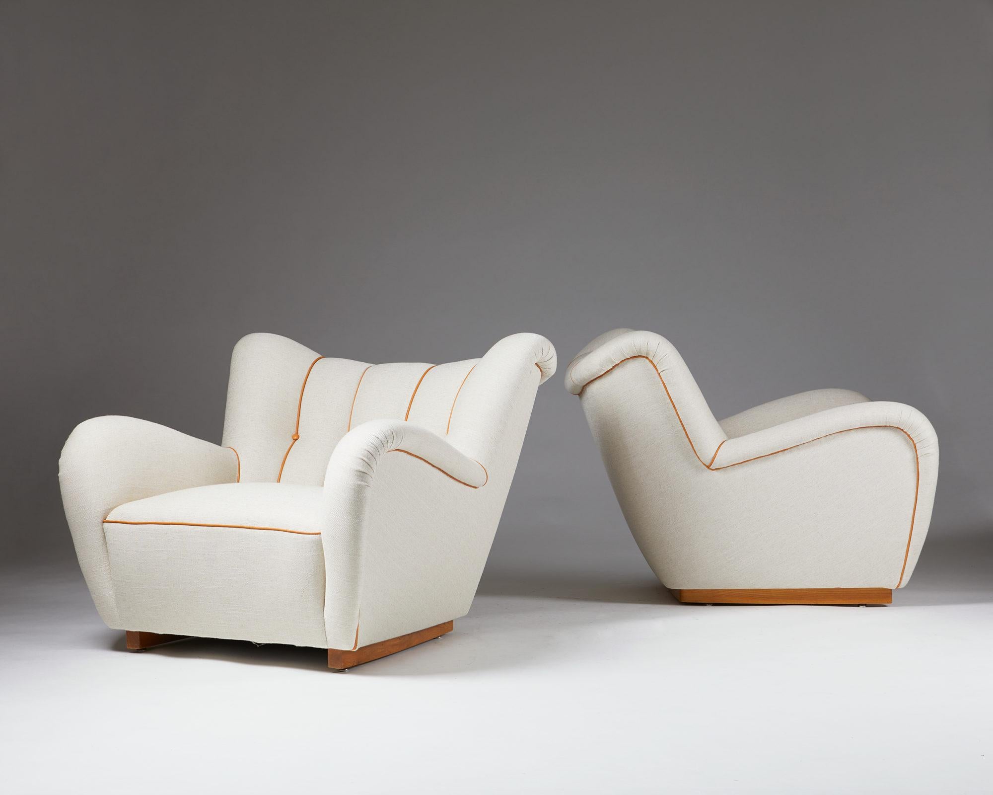 Mid-Century Modern Pair of Armchairs, Anonymous, Sweden, 1940s