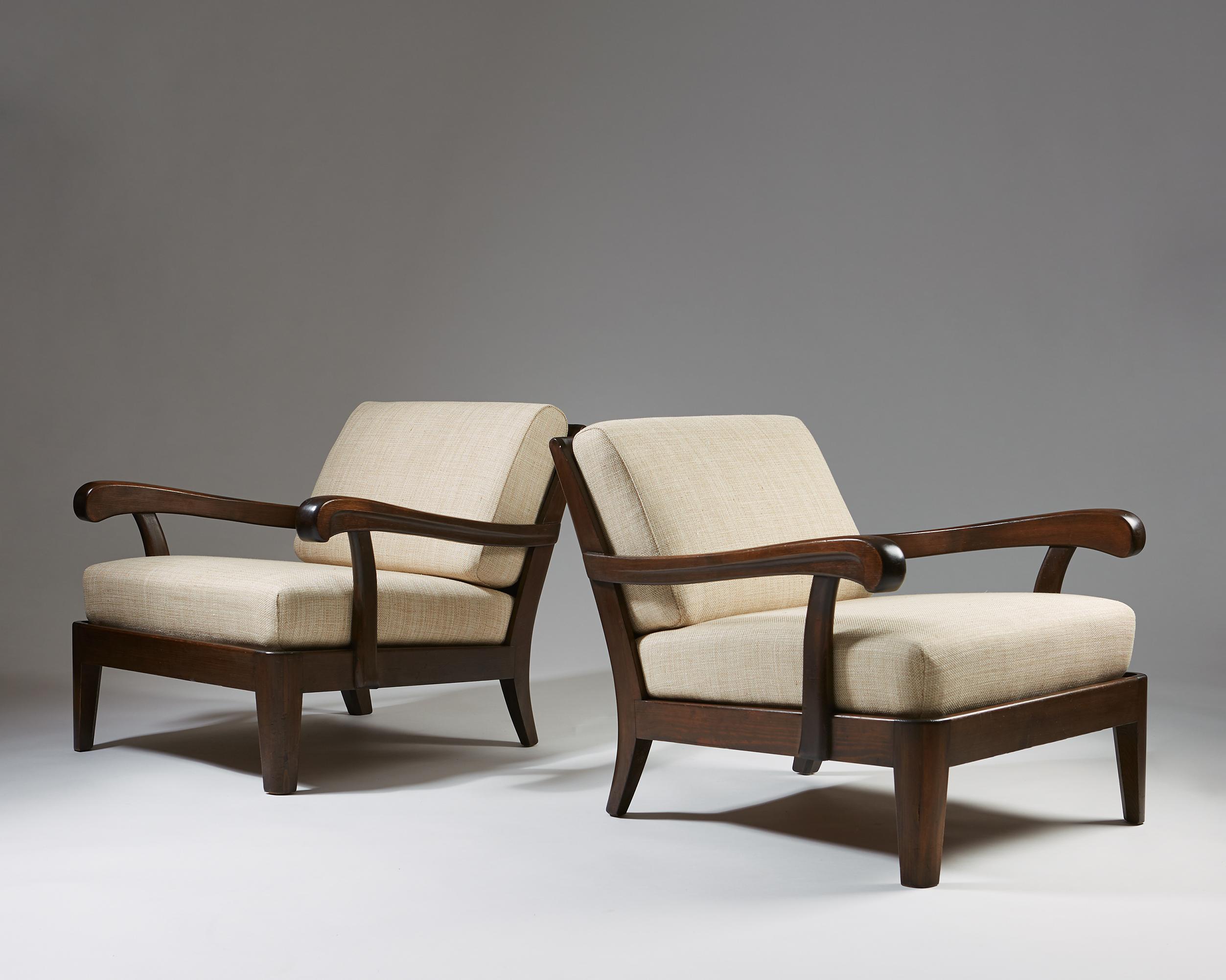 Swedish Pair of Armchairs, Anonymous, Sweden, 1940s