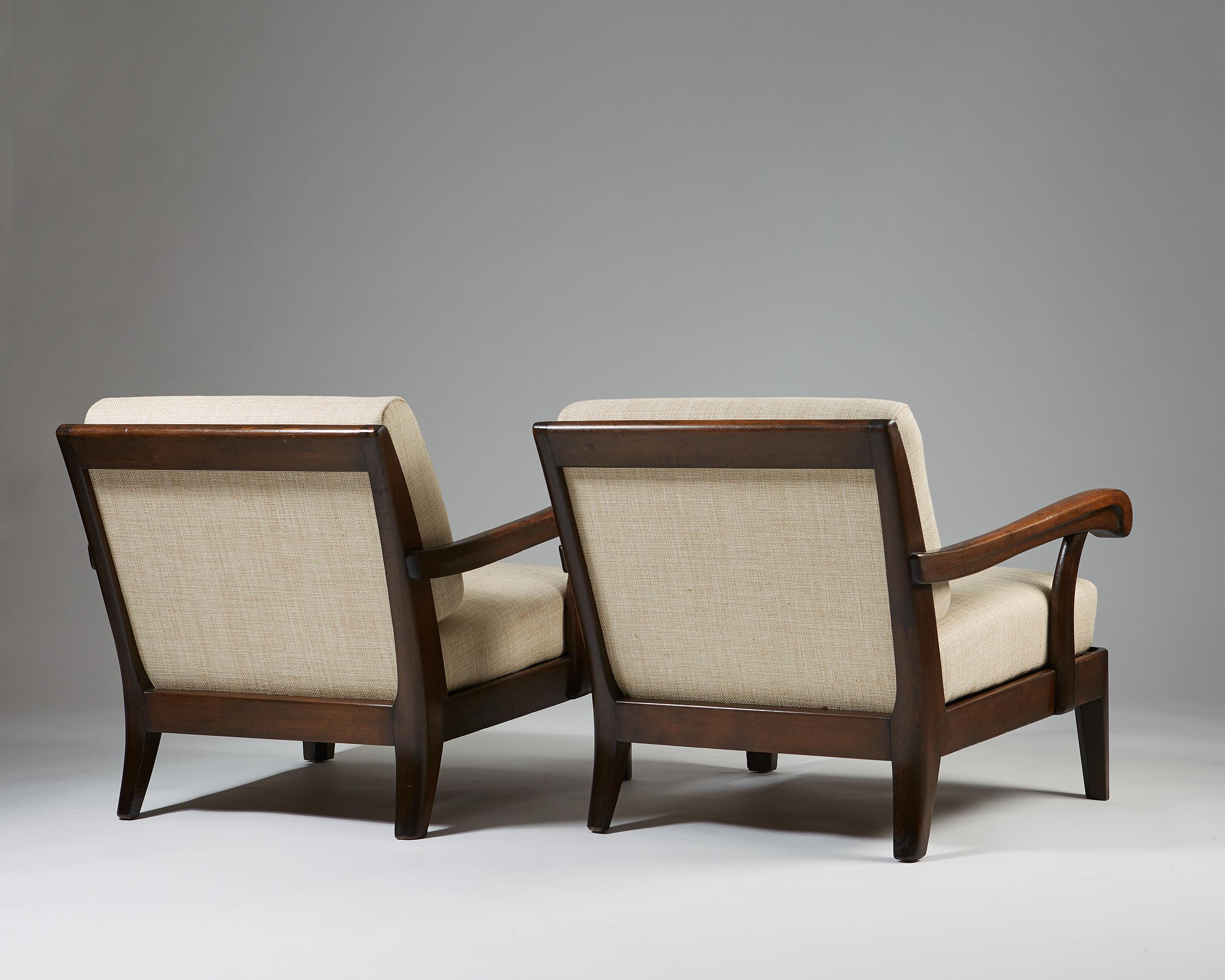 Stained Pair of Armchairs, Anonymous, Sweden, 1940s
