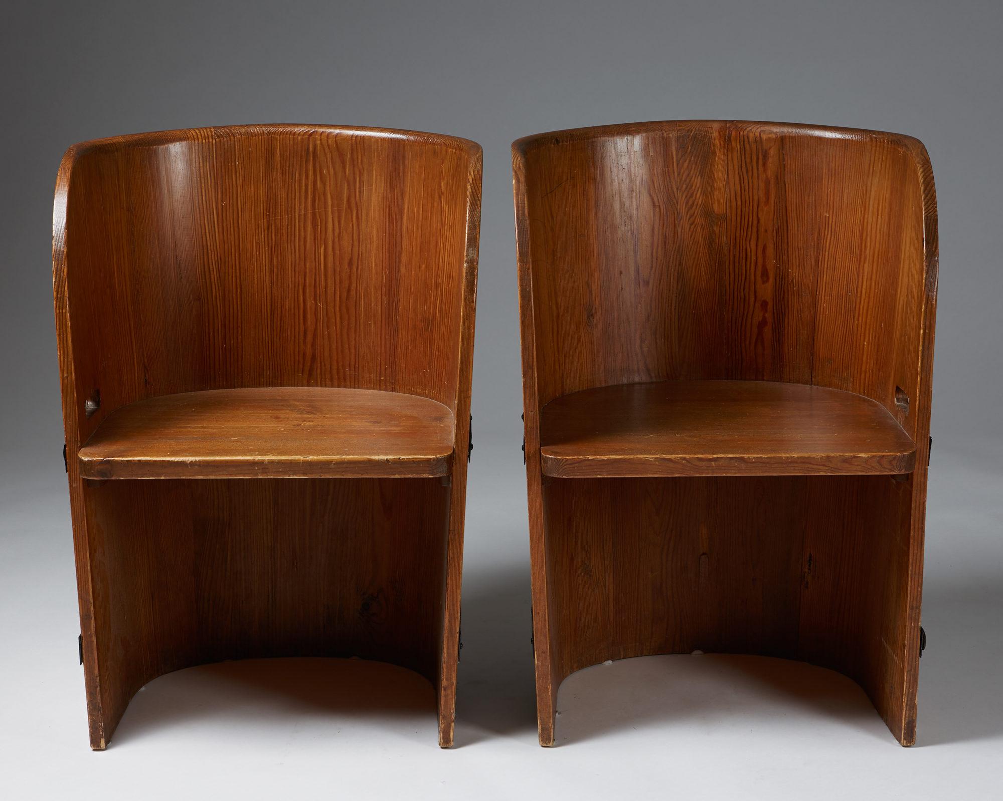 Iron Pair of Armchairs Anonymous, Sweden, 1940s