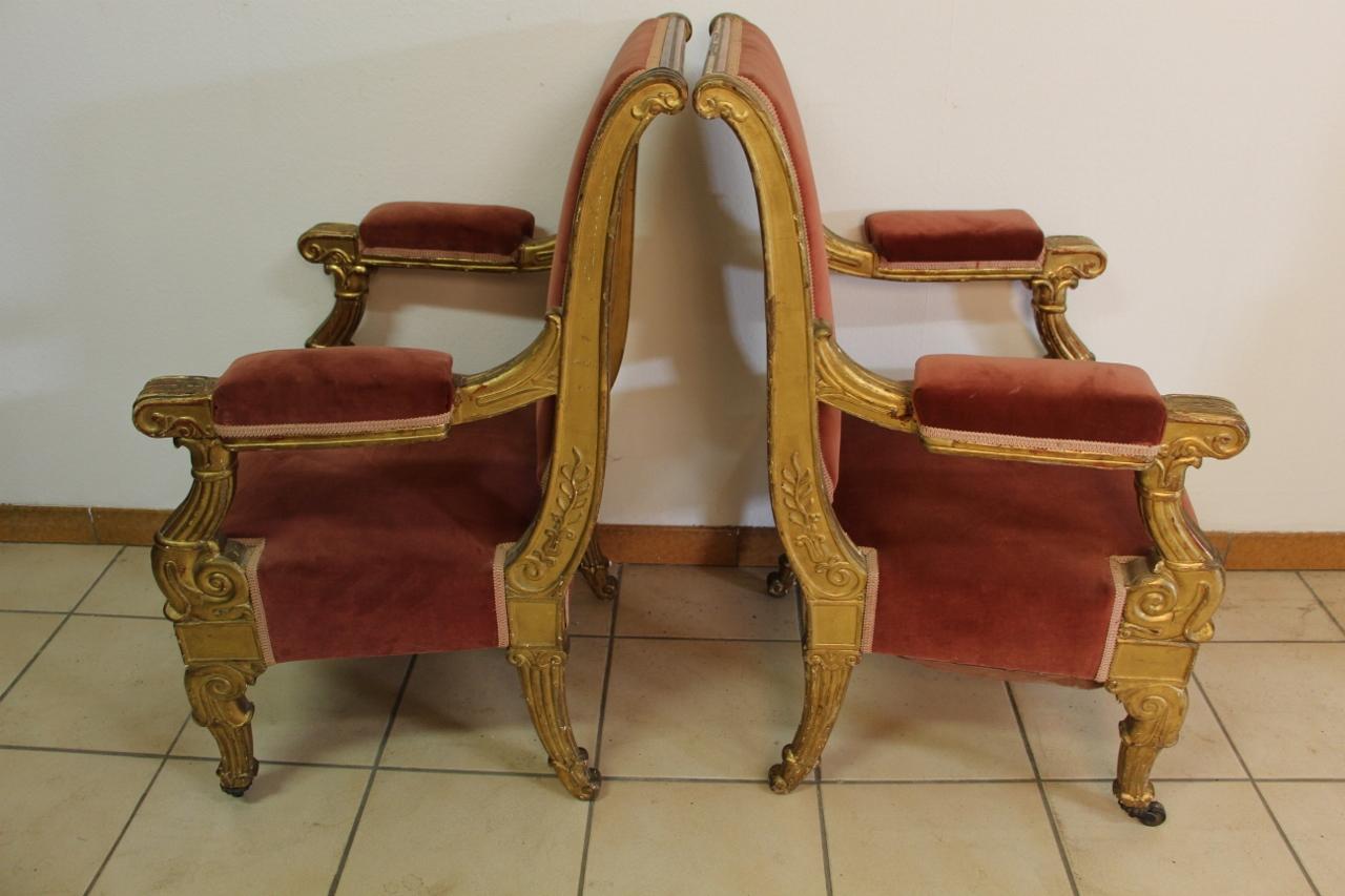 Pair of Armchairs Apparat Gilded Wood 