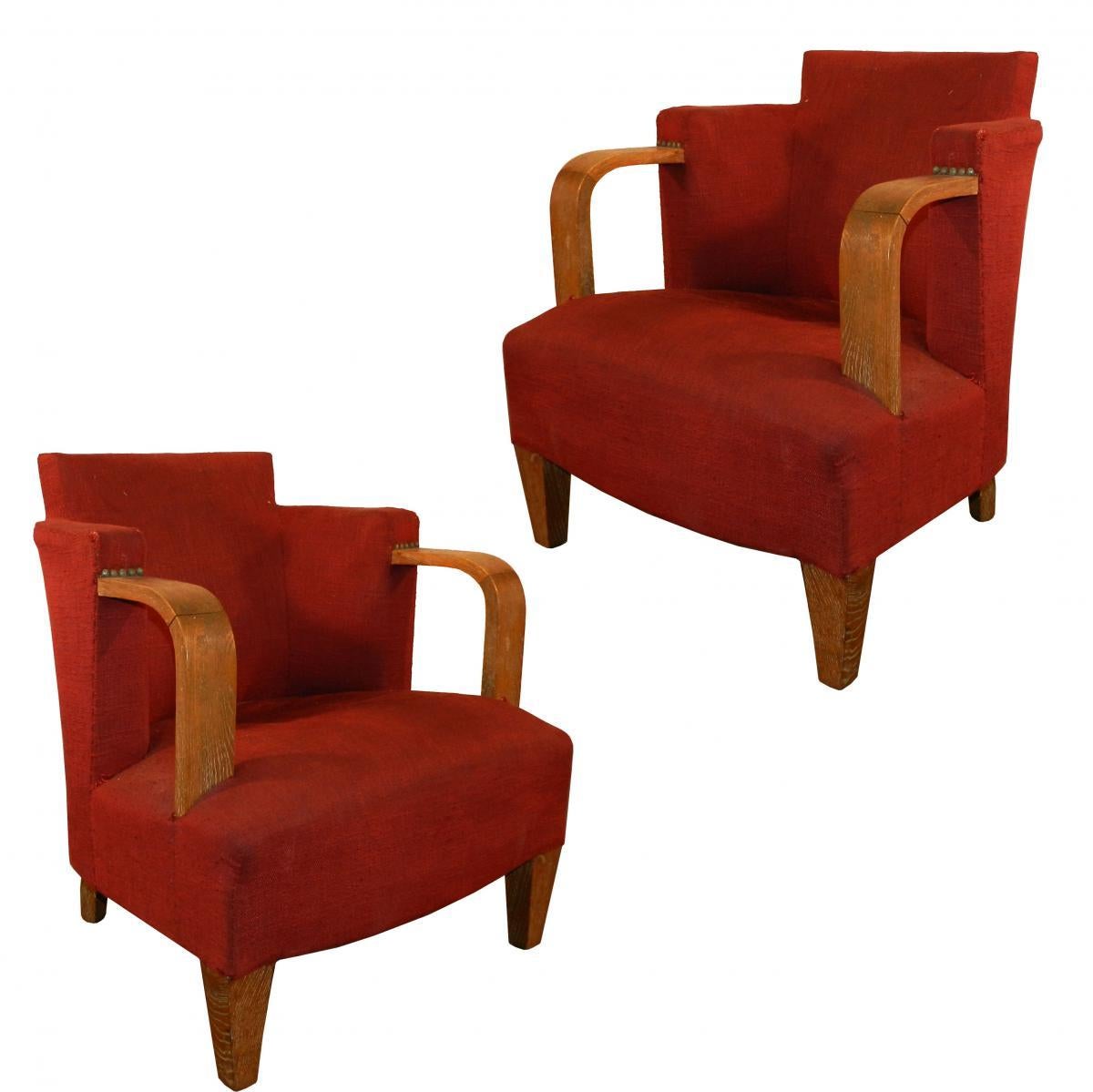  Pair of Armchairs Art Deco, circa 1930-1940 For Sale