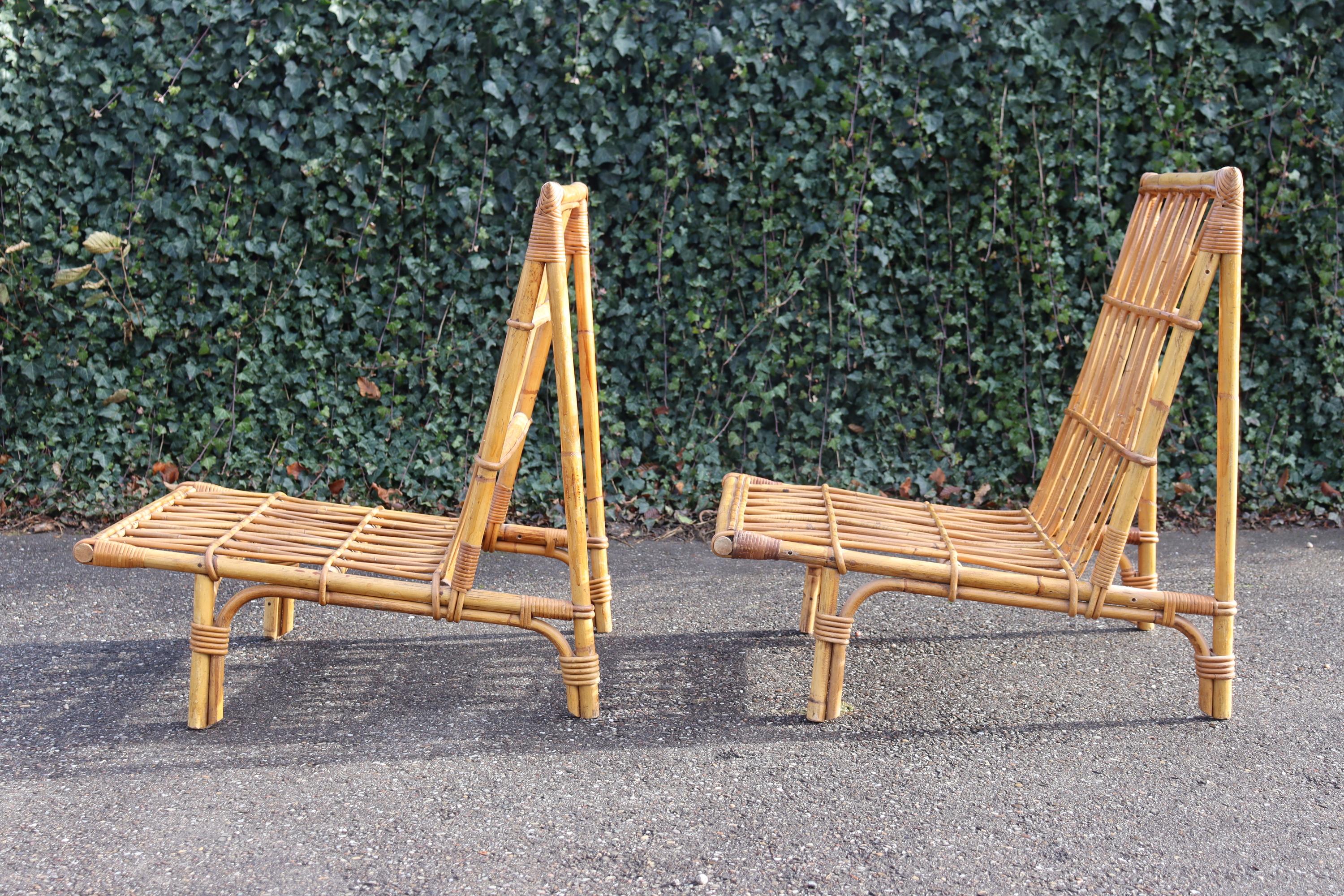 Bohémien Pair Of Armchairs Attributed To Audoux Minnet in vendita