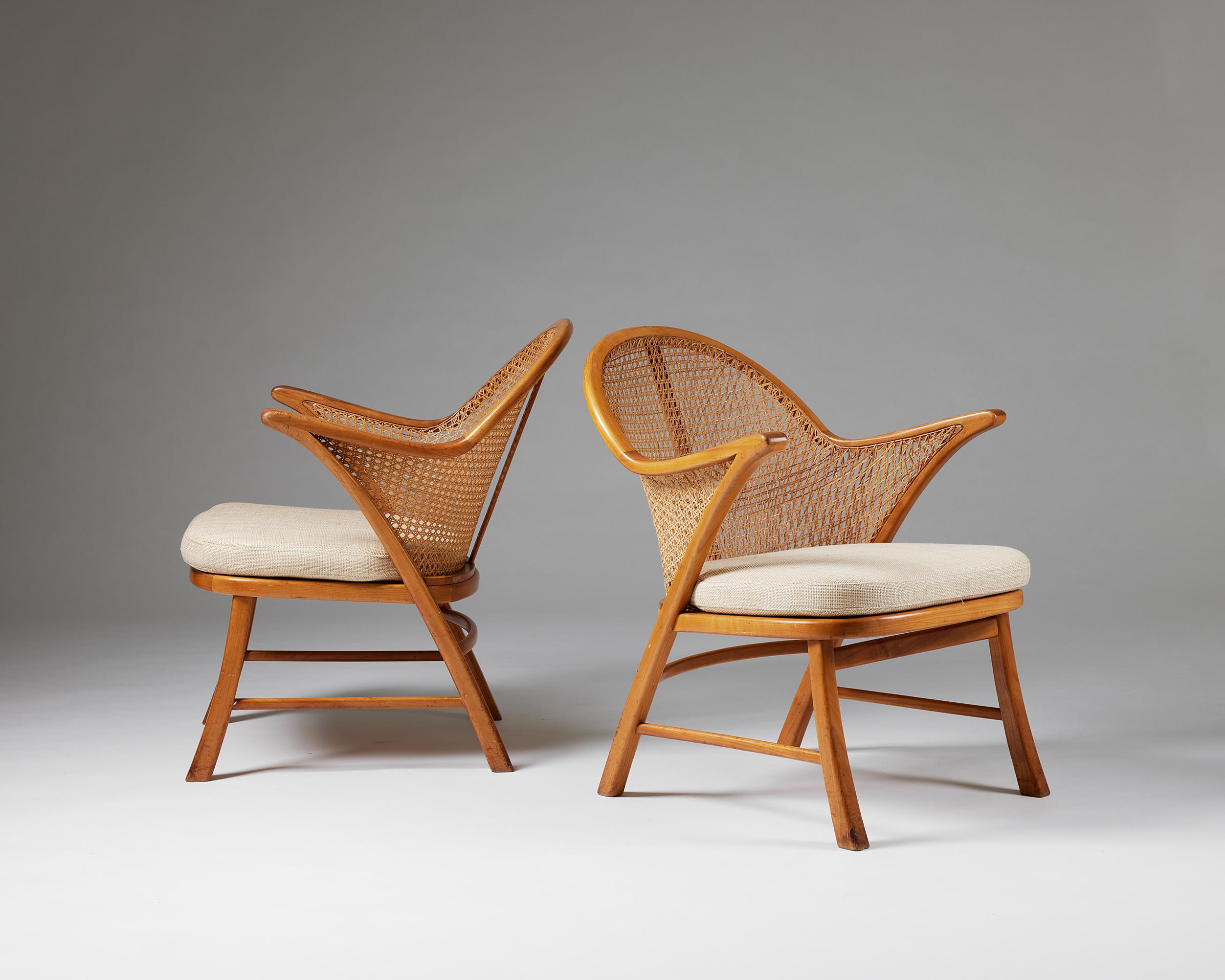 Mid-Century Modern Pair of Armchairs Attributed to Frits Schlegel, Denmark, 1930s-1940s