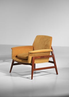 Pair of armchairs attributed to Gianfranco Frattini in velvet from the 1950s