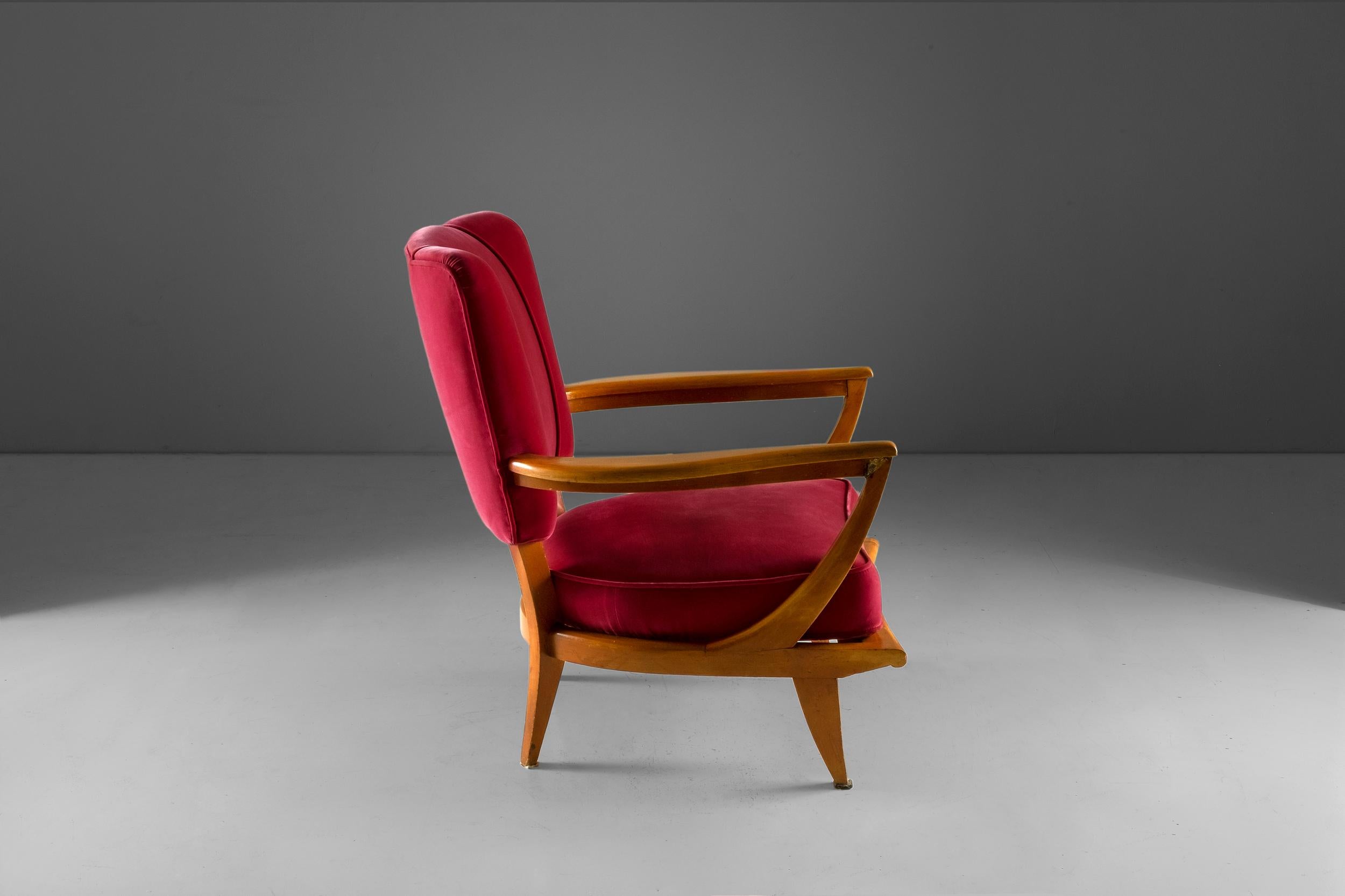 Fabric Pair of Armchairs Attributed to Paolo Buffa Italian Design, 1950 For Sale