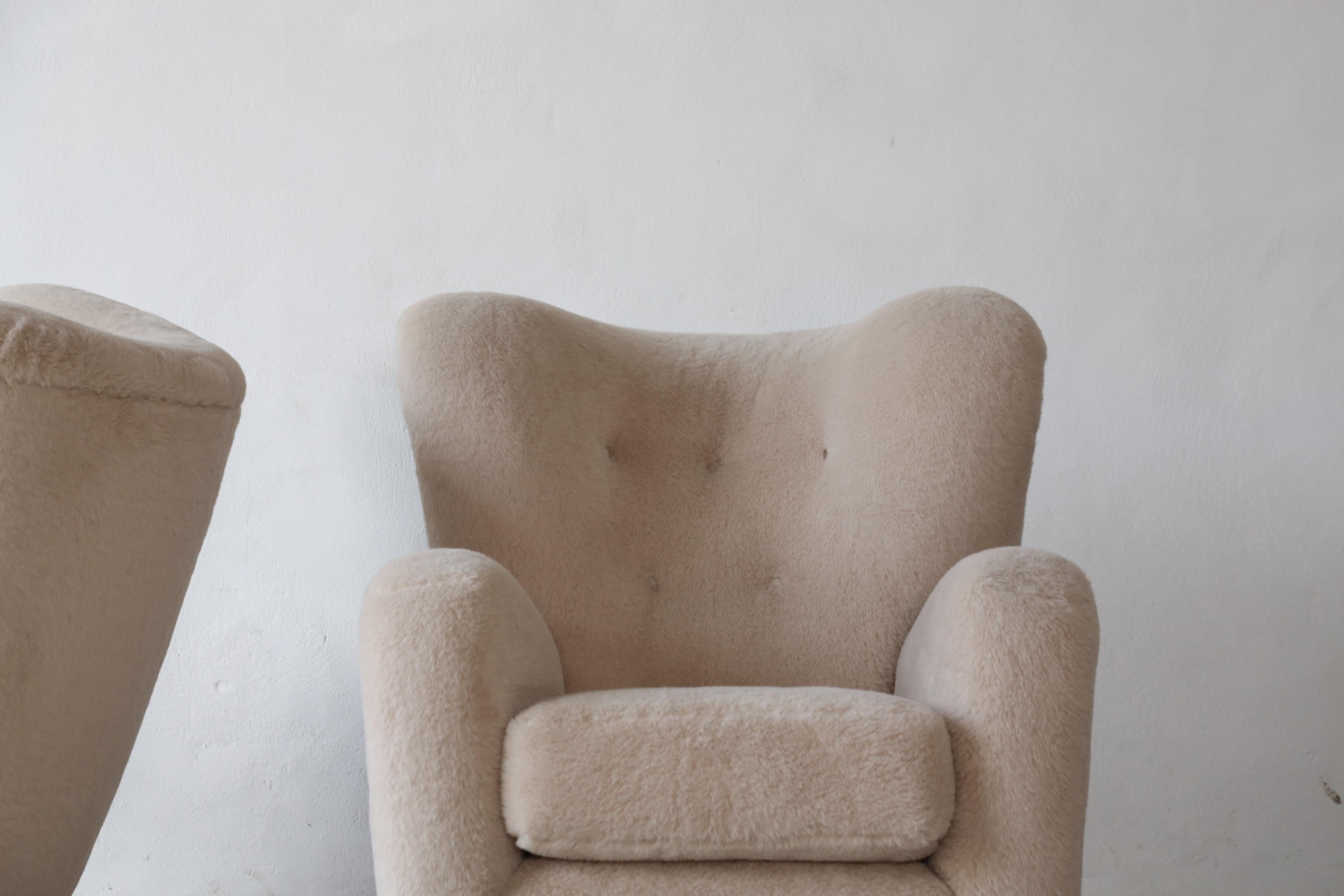 Alpaca Pair of Armchairs Attributed to Paolo Buffa, Italy, 1950s