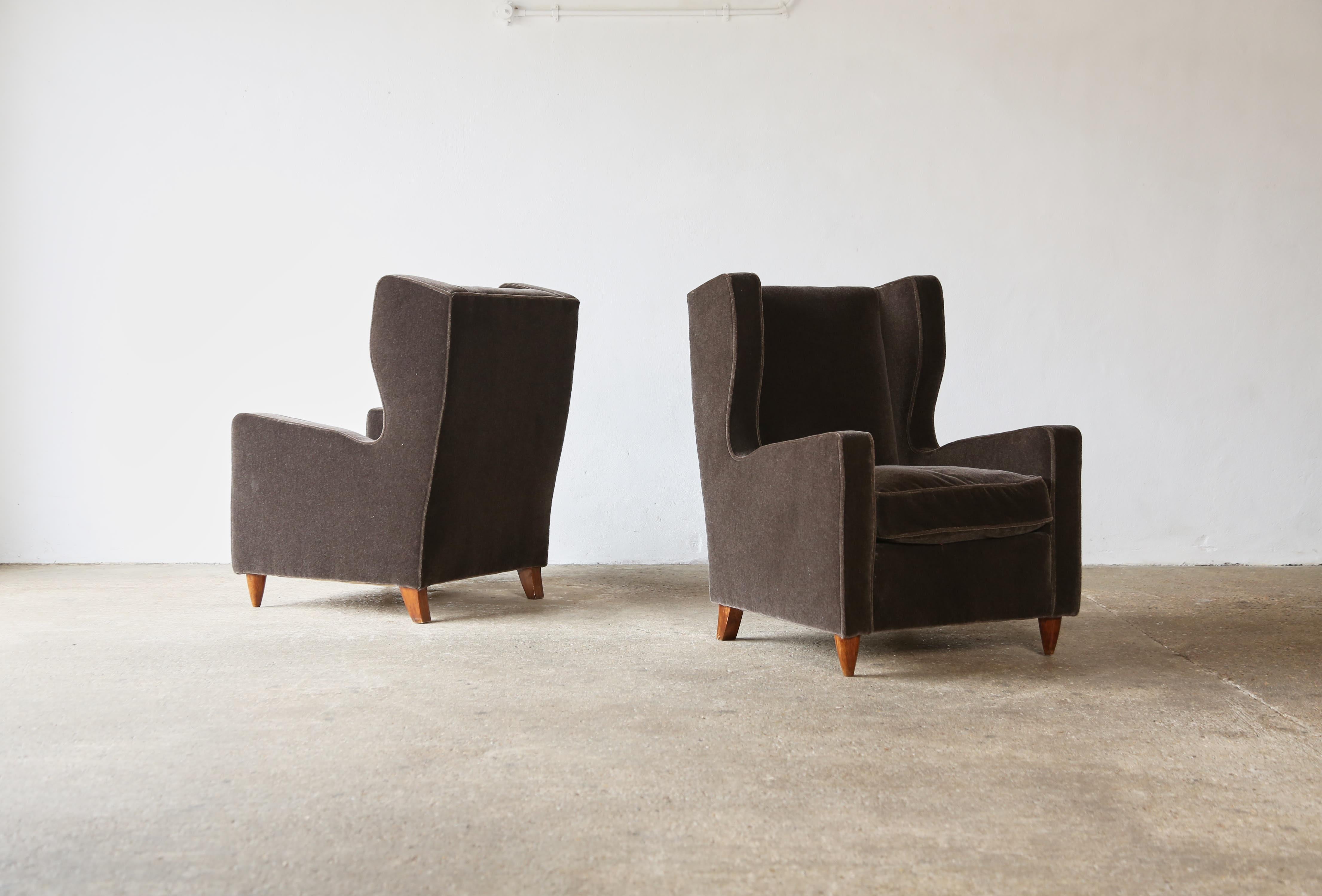 Pair of Armchairs attributed to Paolo Buffa, Pure Mohair, Italy, 1950s For Sale 5