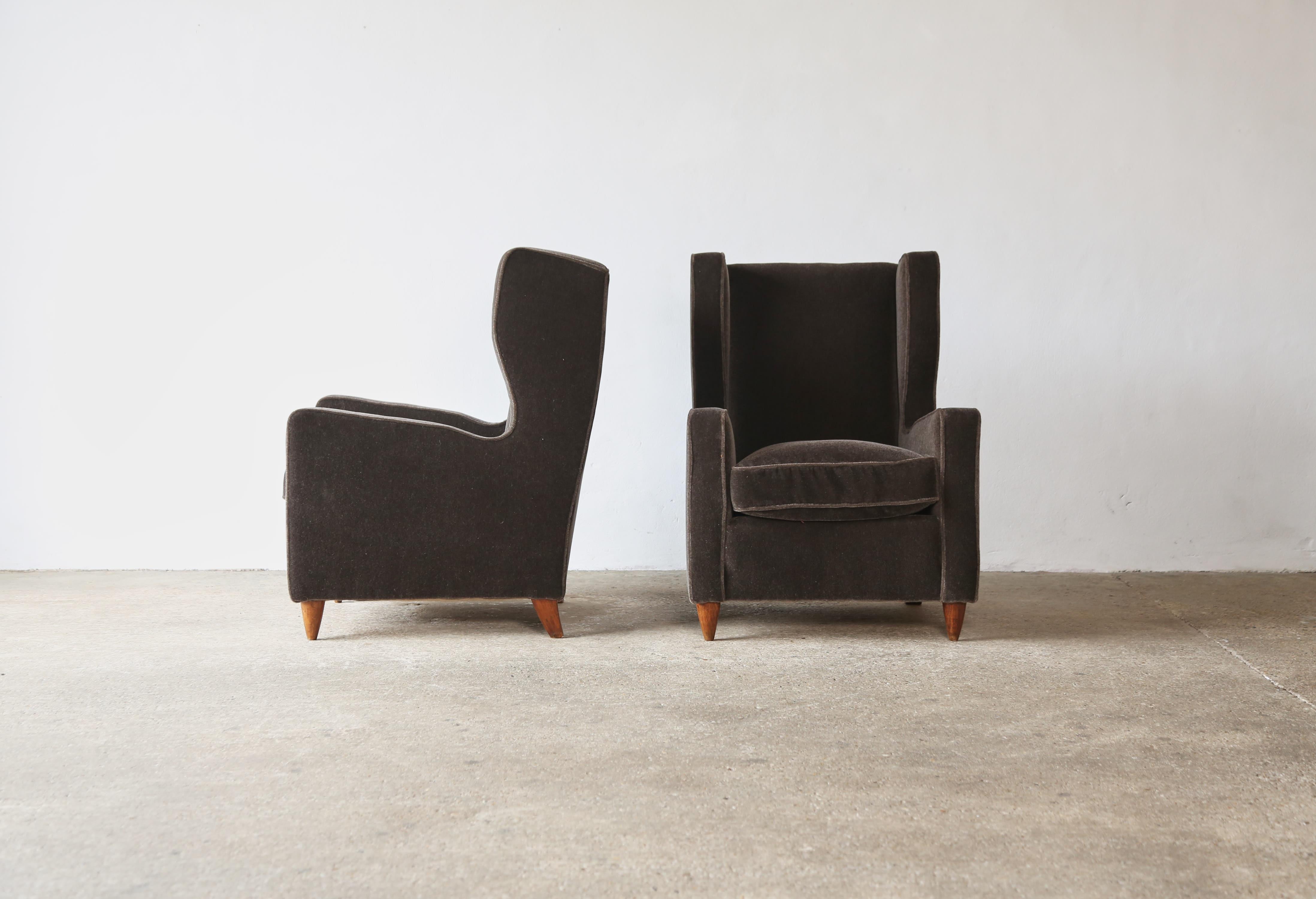 Pair of Armchairs attributed to Paolo Buffa, Pure Mohair, Italy, 1950s For Sale 6