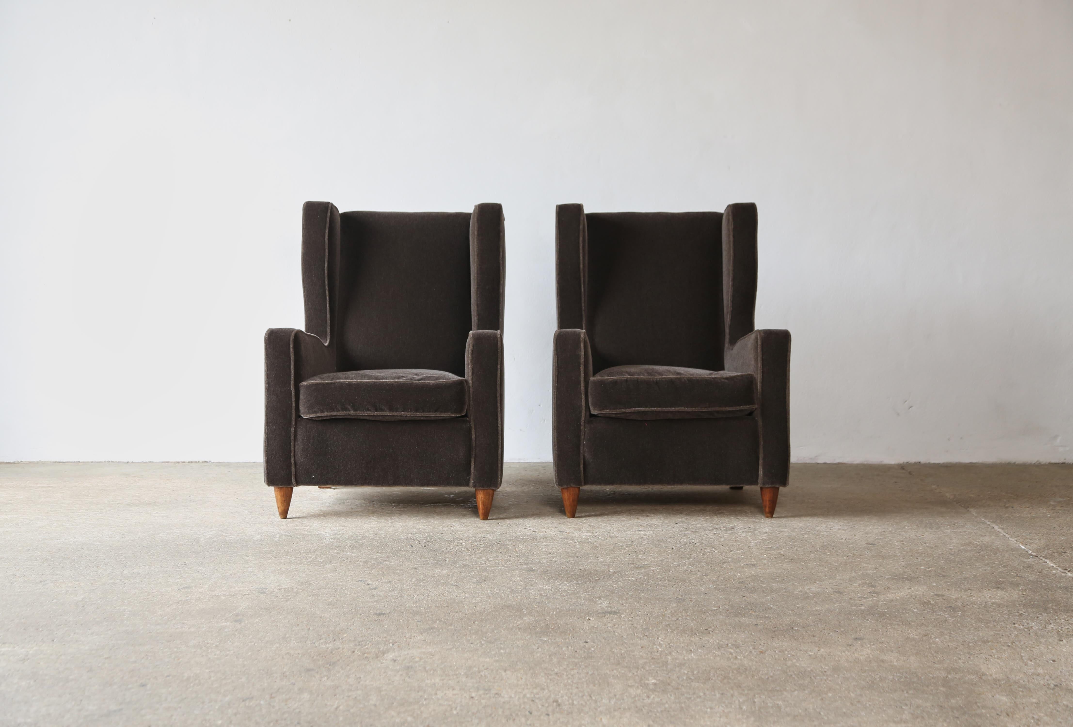 Pair of Armchairs attributed to Paolo Buffa, Pure Mohair, Italy, 1950s For Sale 7