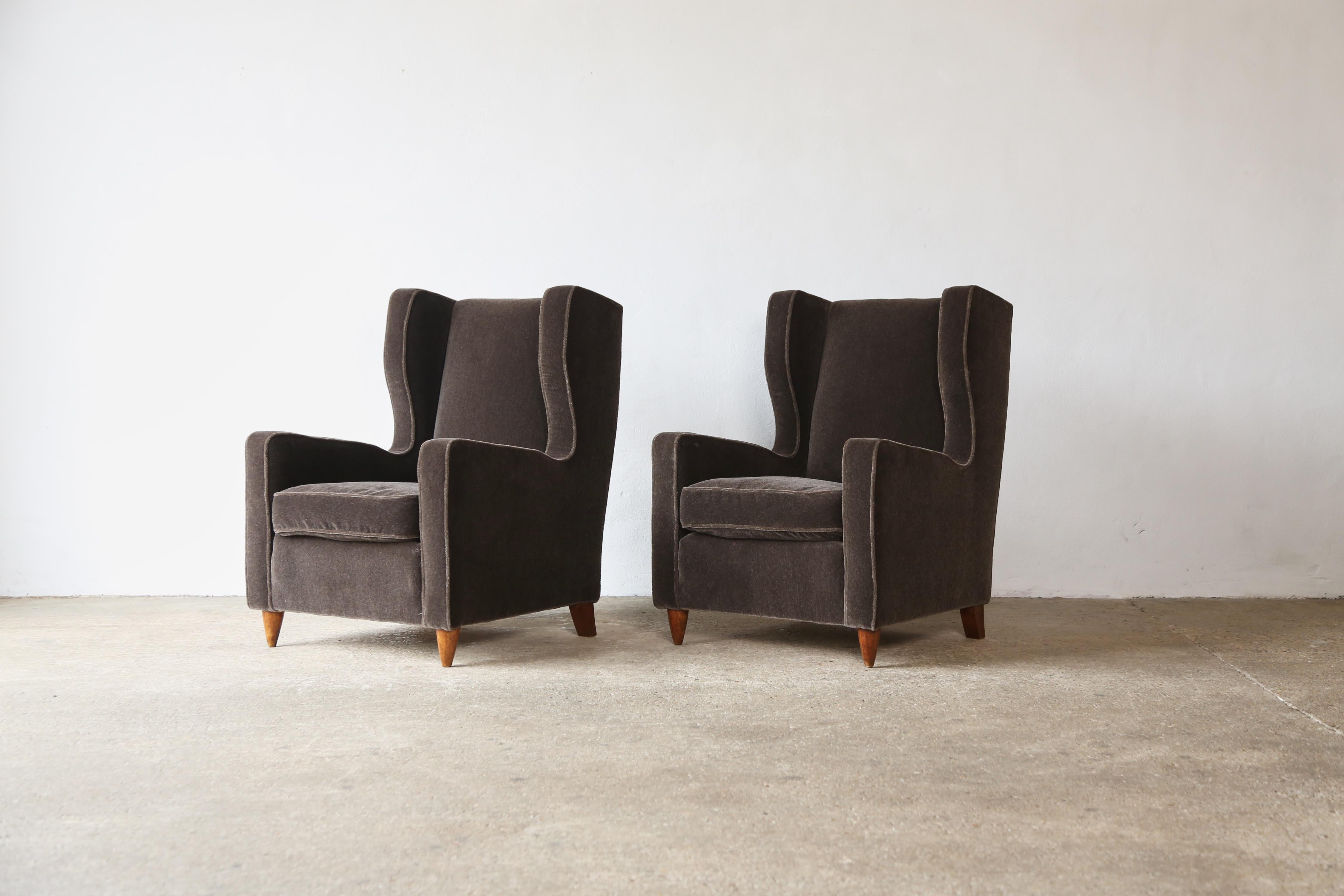 Pair of Armchairs attributed to Paolo Buffa, Pure Mohair, Italy, 1950s For Sale 8