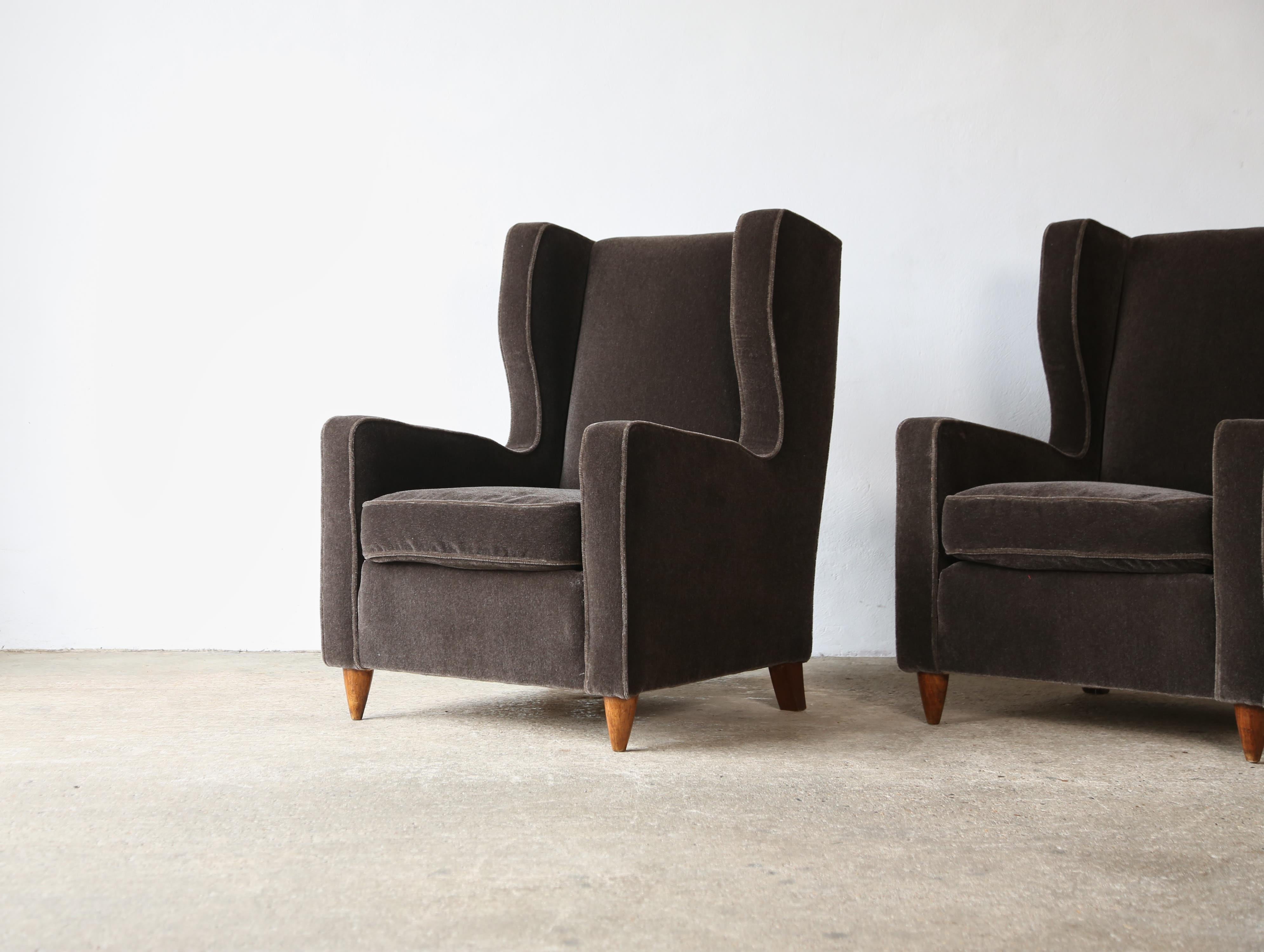 Pair of Armchairs attributed to Paolo Buffa, Pure Mohair, Italy, 1950s For Sale 9