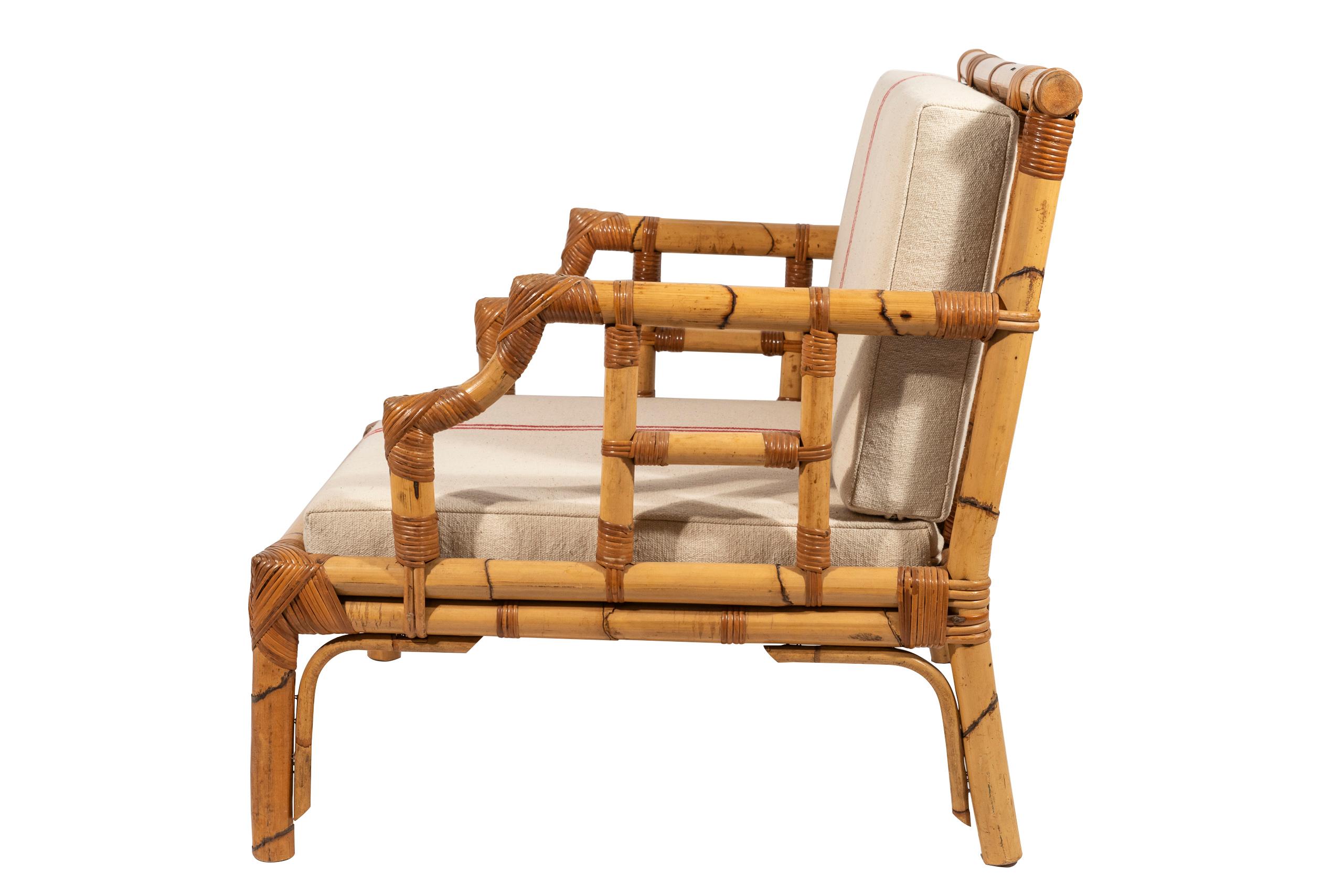 French Pair of Armchairs, Bamboo, circa 1960, France