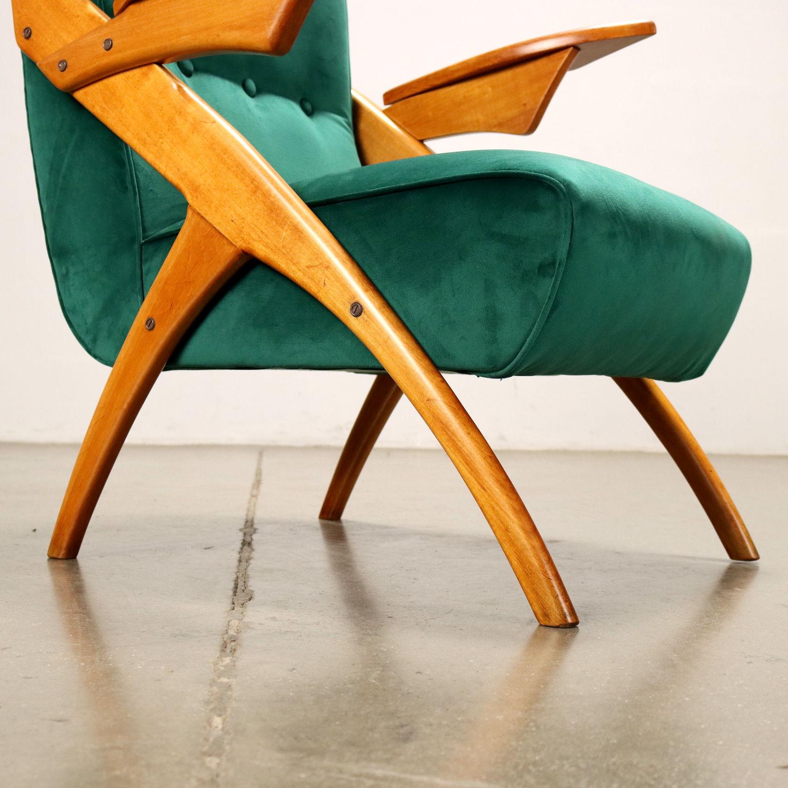 Mid-Century Modern Pair of Armchairs Beech, Argentina, 1950s